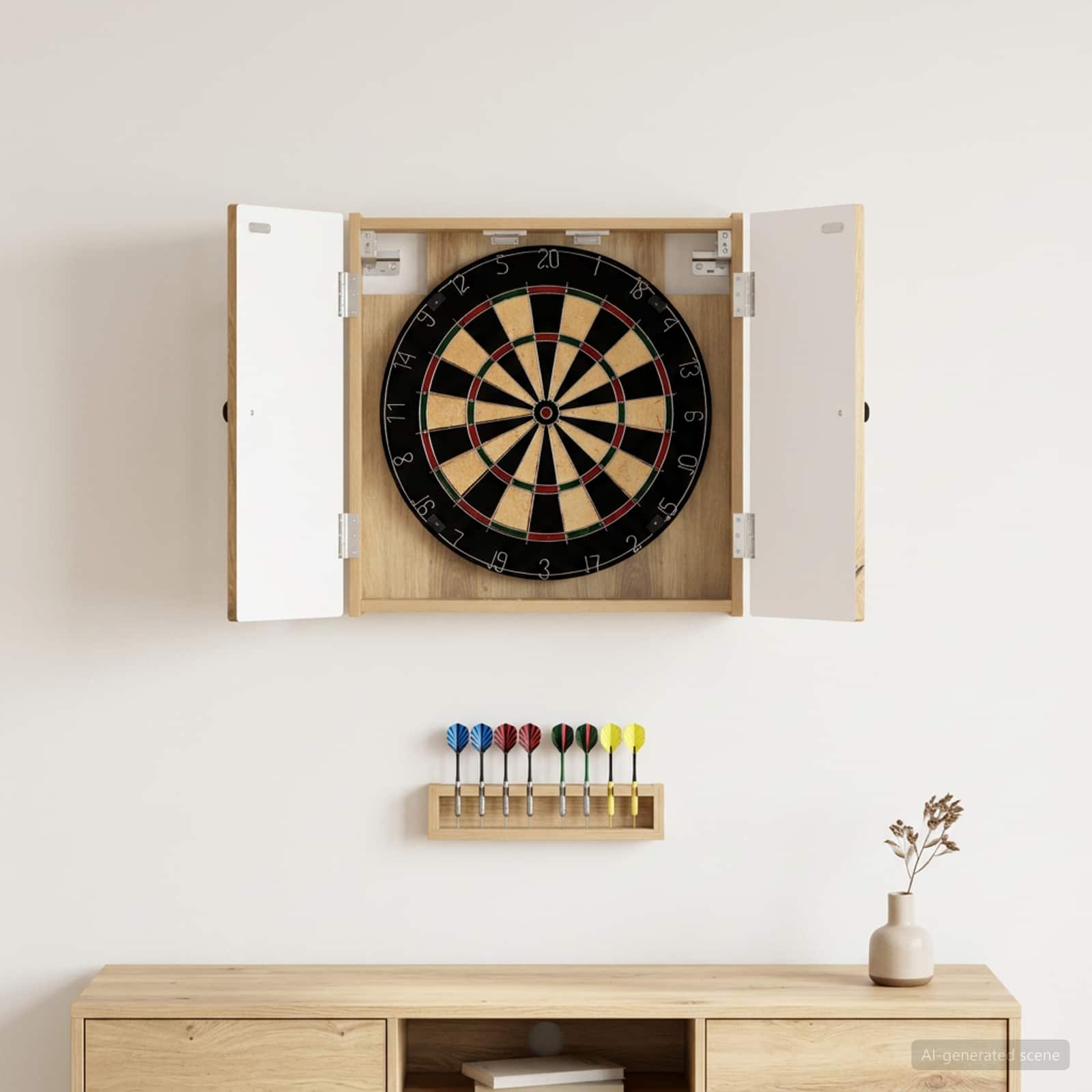 vidaXL Dartboard Cabinet EDE Artisan Oak 52.5 x 10.5 x 53.5 cm 1