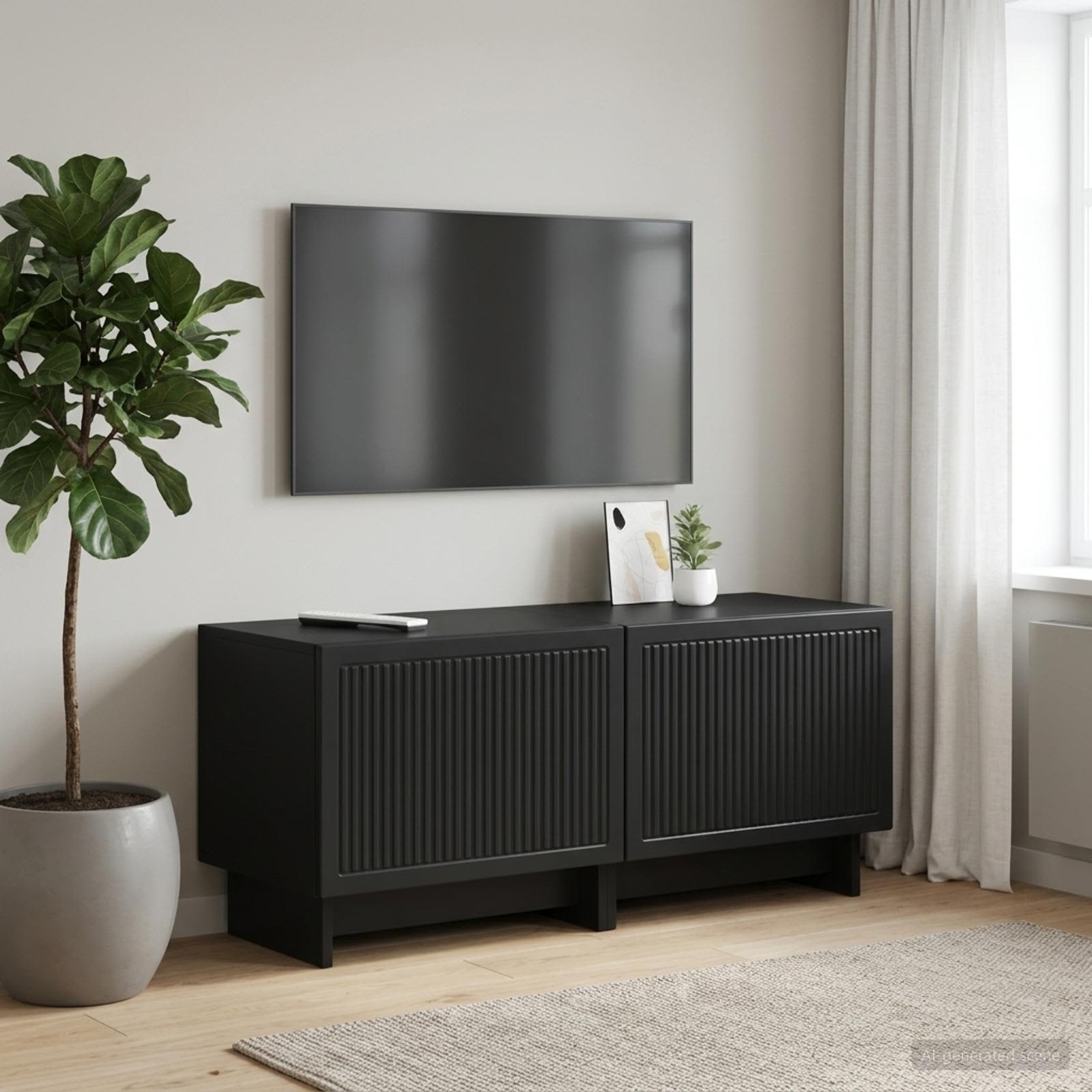 TV Cabinet Engineered Wood Black