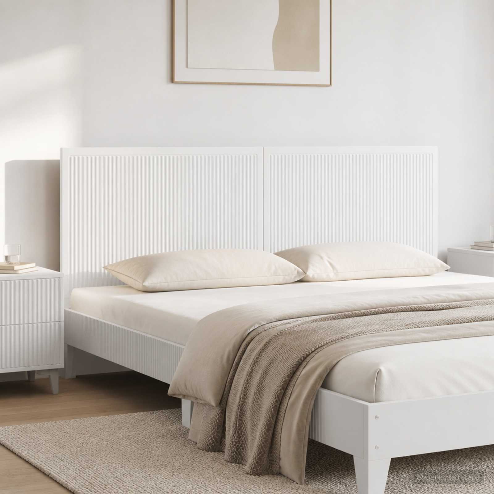 vidaXL Wall-Mounted Headboard EDE White Engineered Wood 1