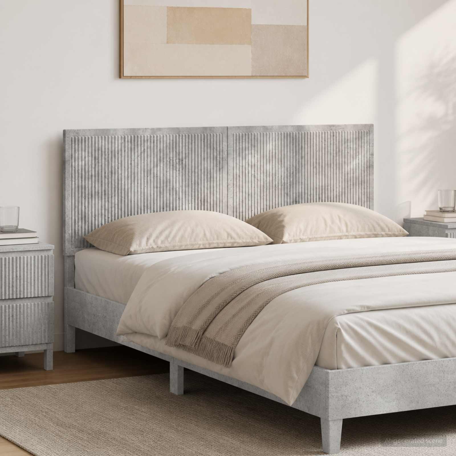 vidaXL Wall-Mounted Headboard EDE Concrete Grey Engineered Wood 1