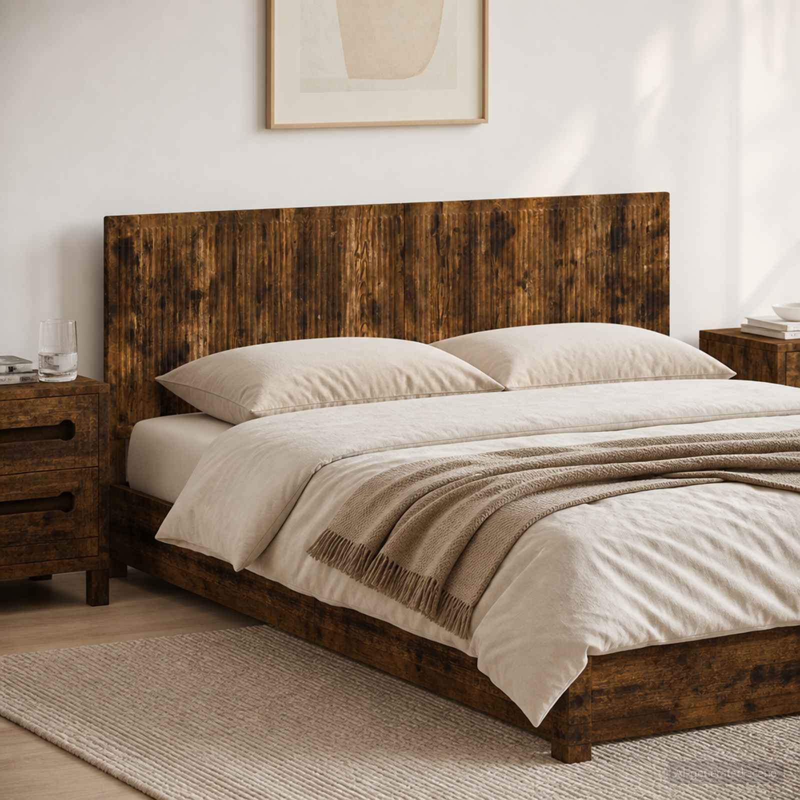 vidaXL Wall-Mounted Headboard EDE Smoked Oak Engineered Wood 1