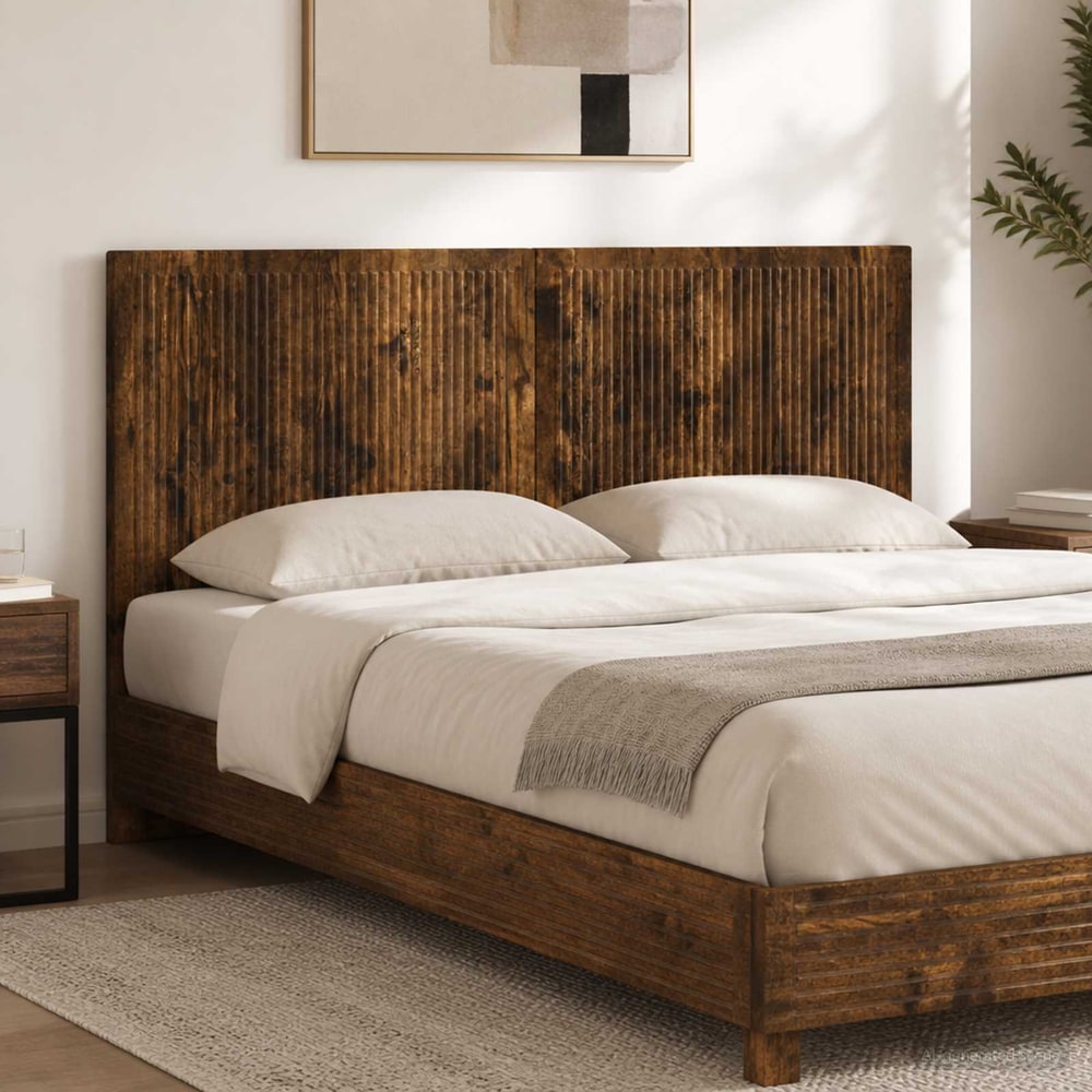 Wall-Mounted Headboard EDE Engineered Wood Width 120 cm Smoked oak