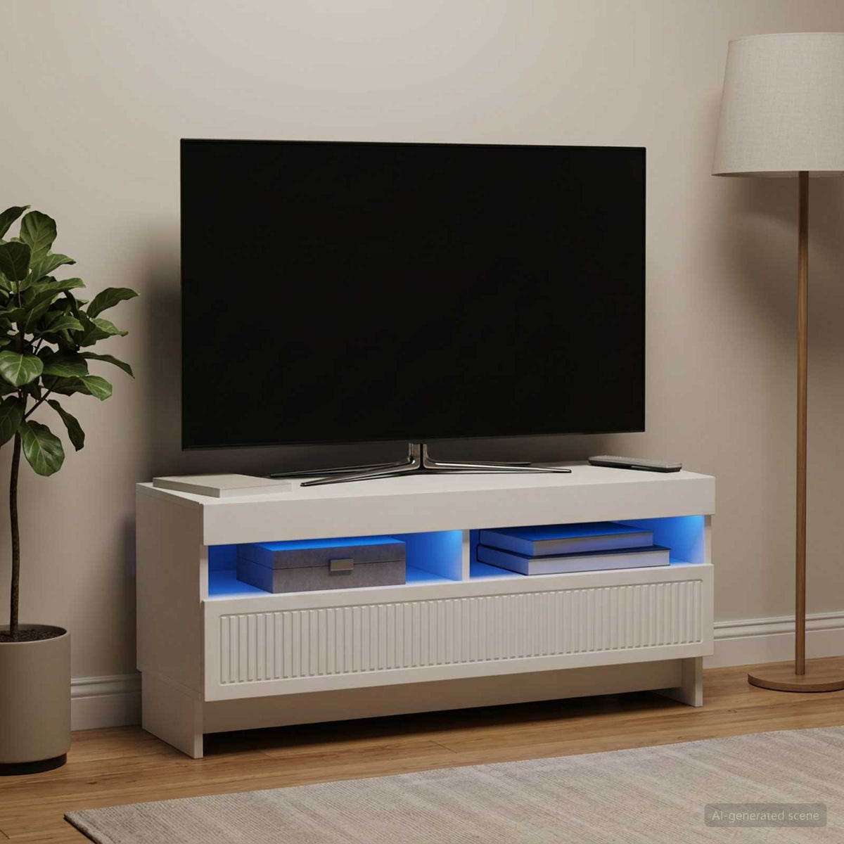 LED TV Cabinet EDE 100 x 35 x 43 cm Engineered Wood White