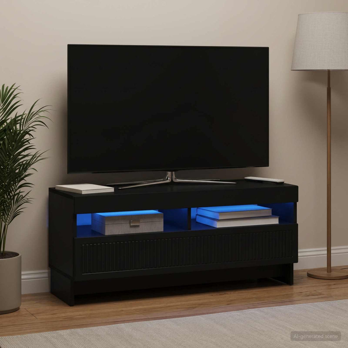 LED TV Cabinet EDE 100 x 35 x 43 cm Engineered Wood Black
