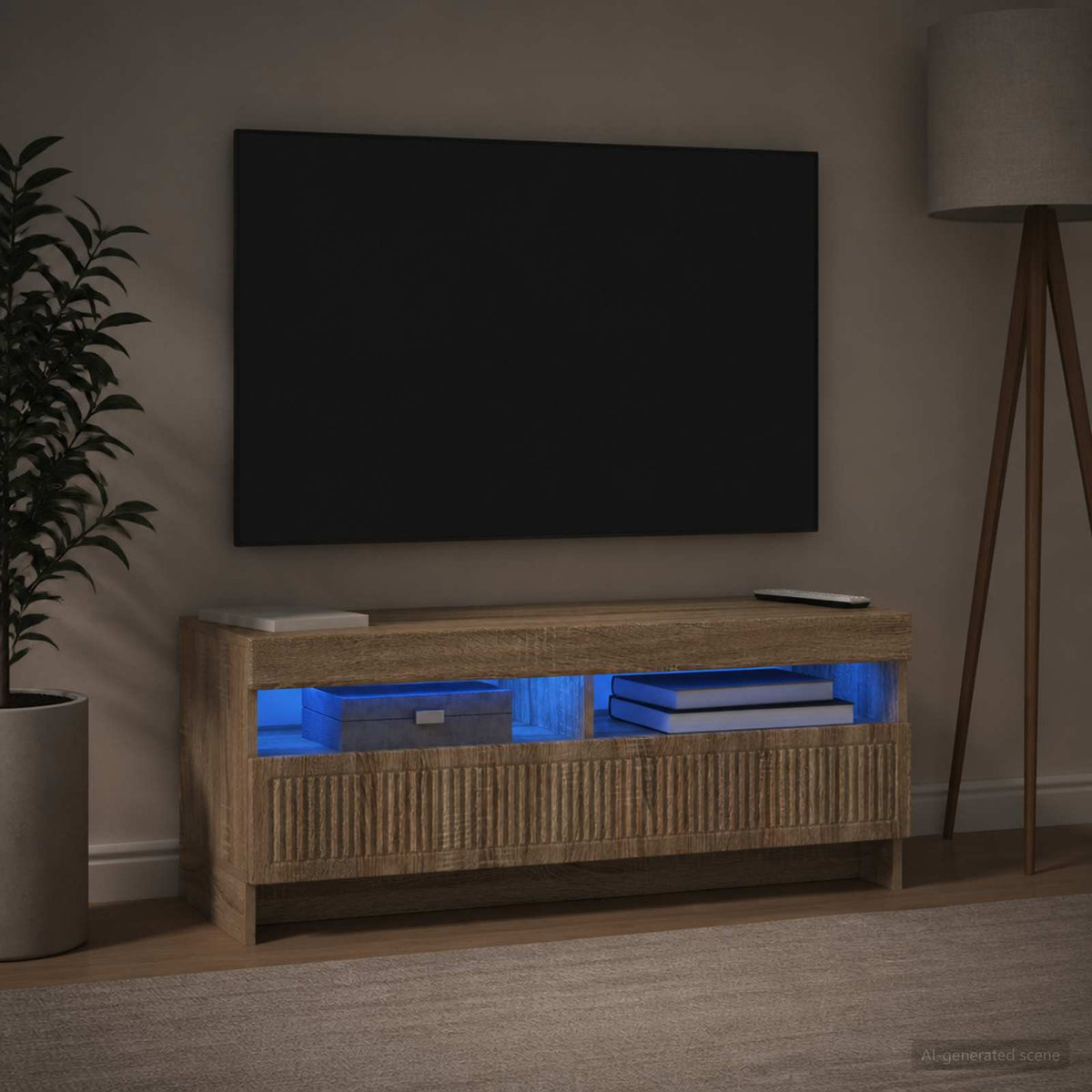LED TV Cabinet EDE 100 x 35 x 43 cm Engineered Wood Sonoma oak