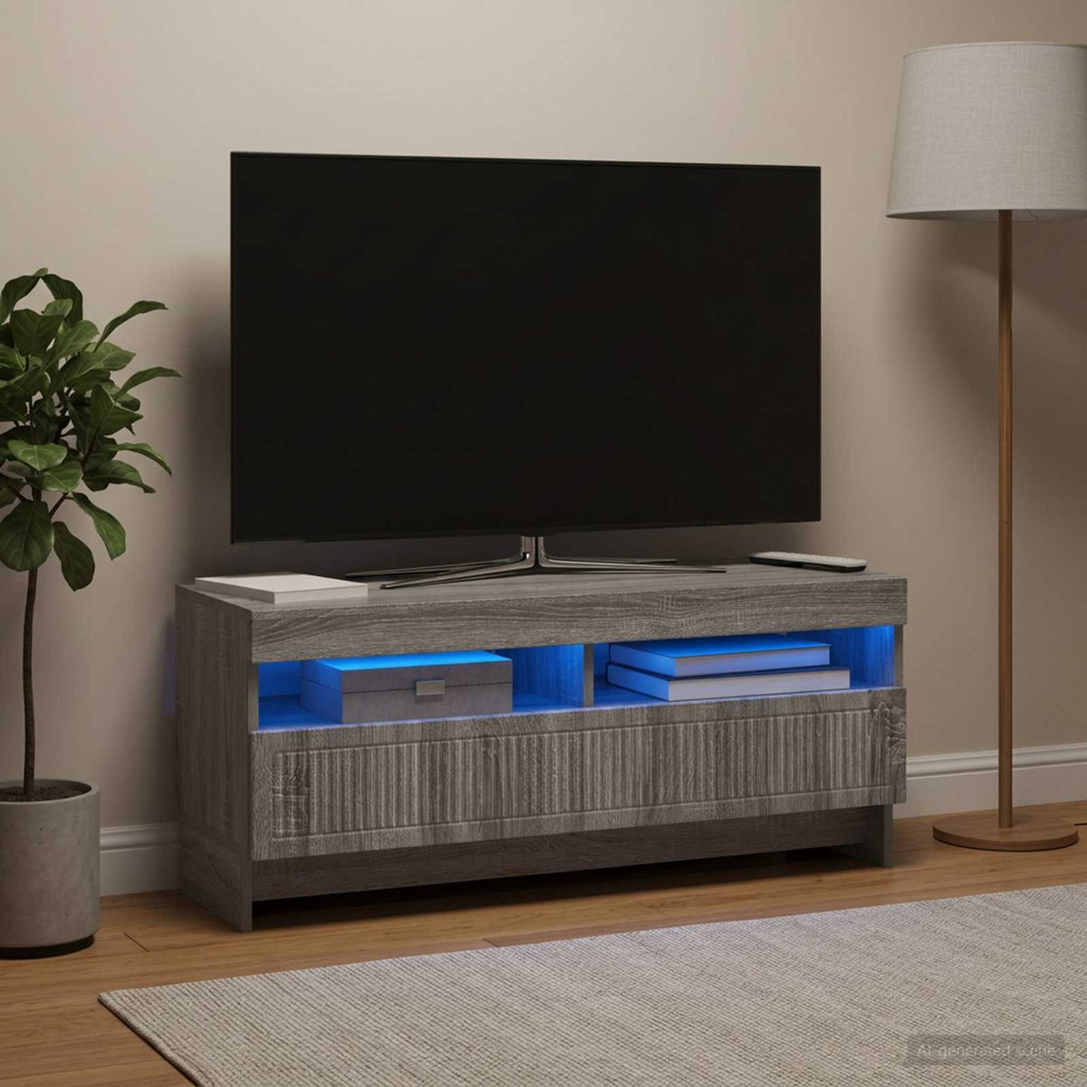 LED TV Cabinet EDE 100 x 35 x 43 cm Engineered Wood Grey sonoma