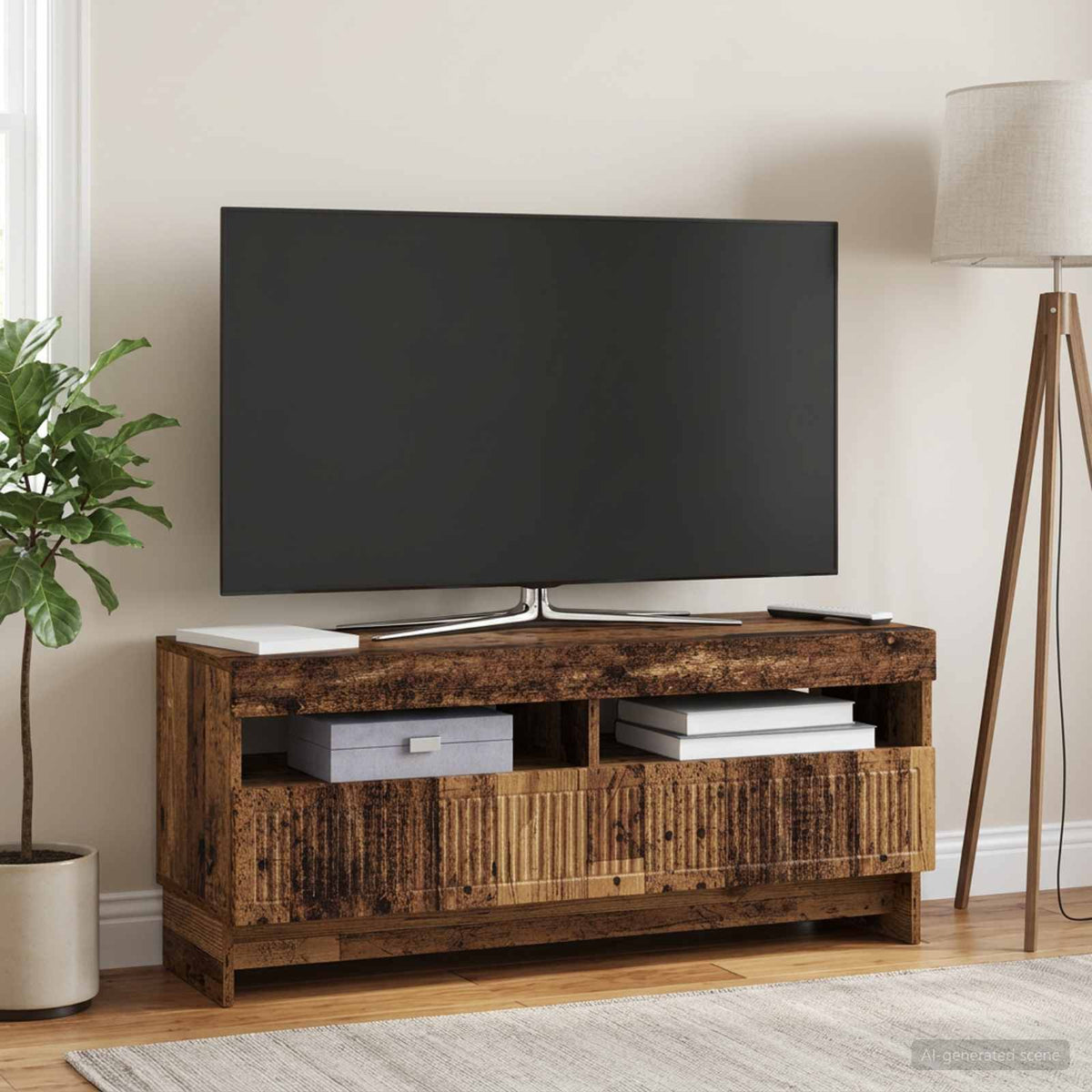LED TV Cabinet EDE 100 x 35 x 43 cm Engineered Wood Old wood