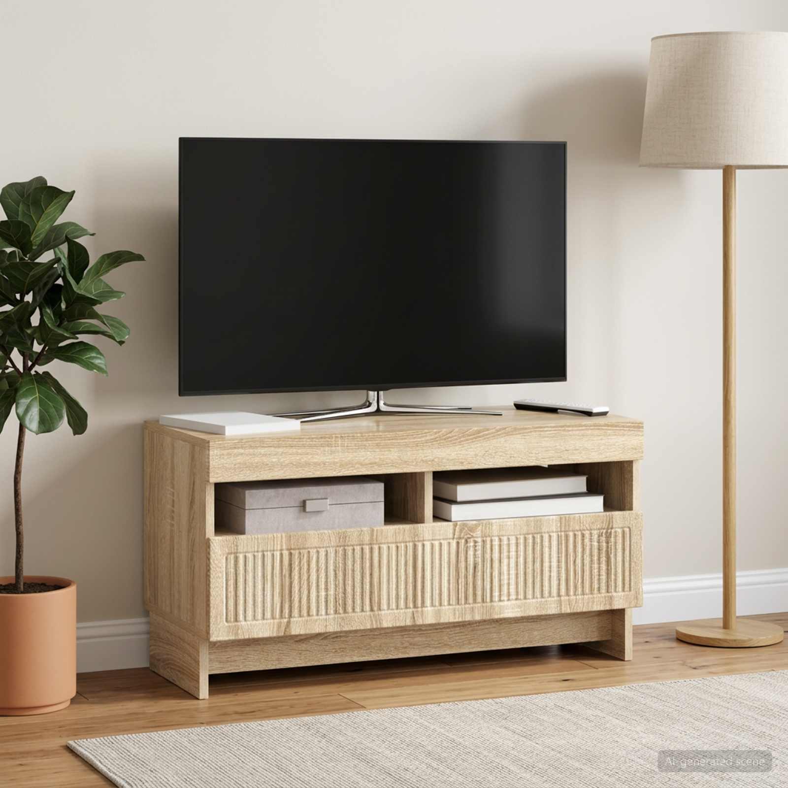 vidaXL LED TV Cabinet Sonoma Oak Engineered Wood 4