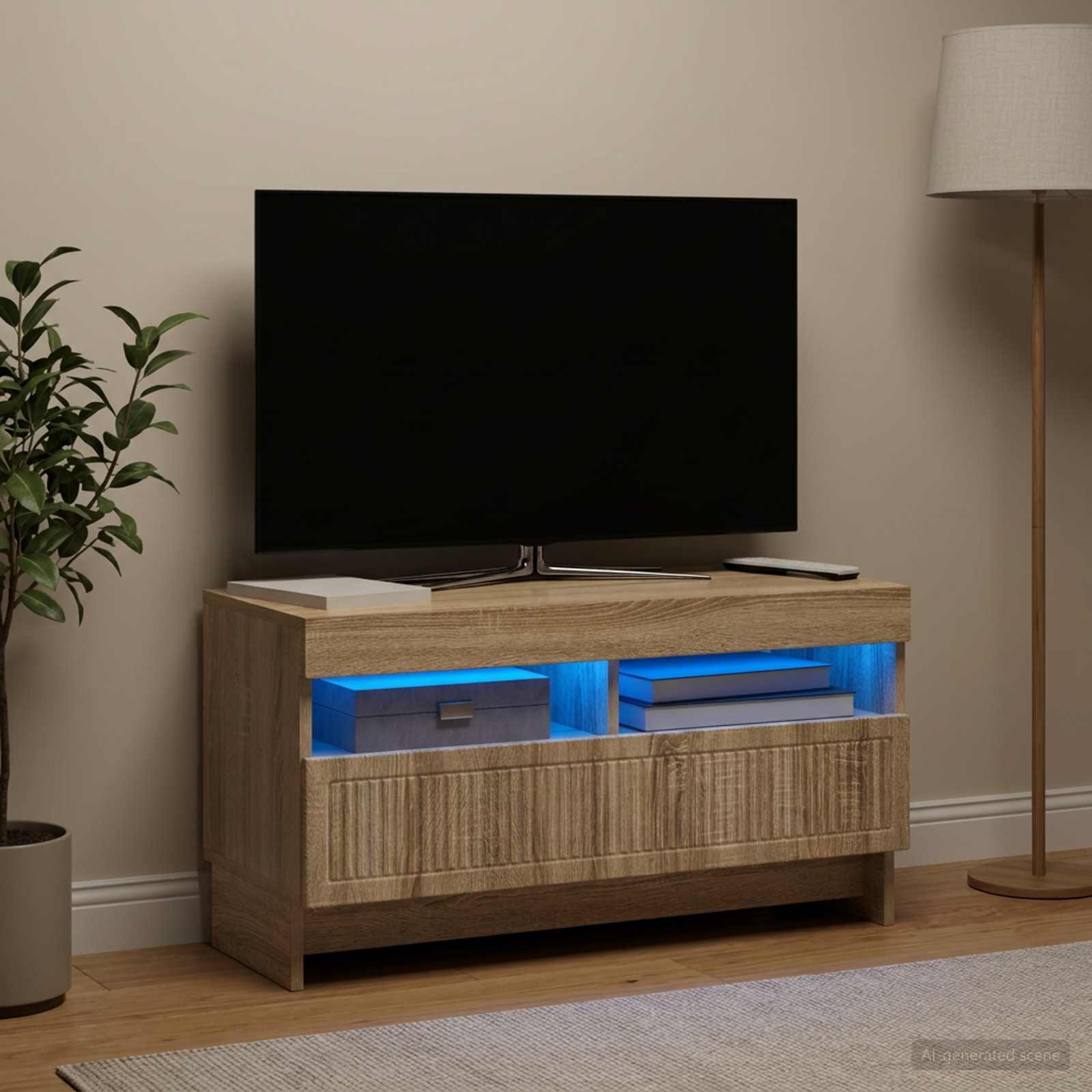 vidaXL LED TV Cabinet Sonoma Oak Engineered Wood 1