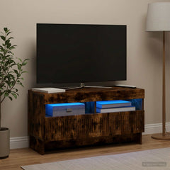 vidaXL LED TV Cabinet Smoked Oak Engineered Wood 4