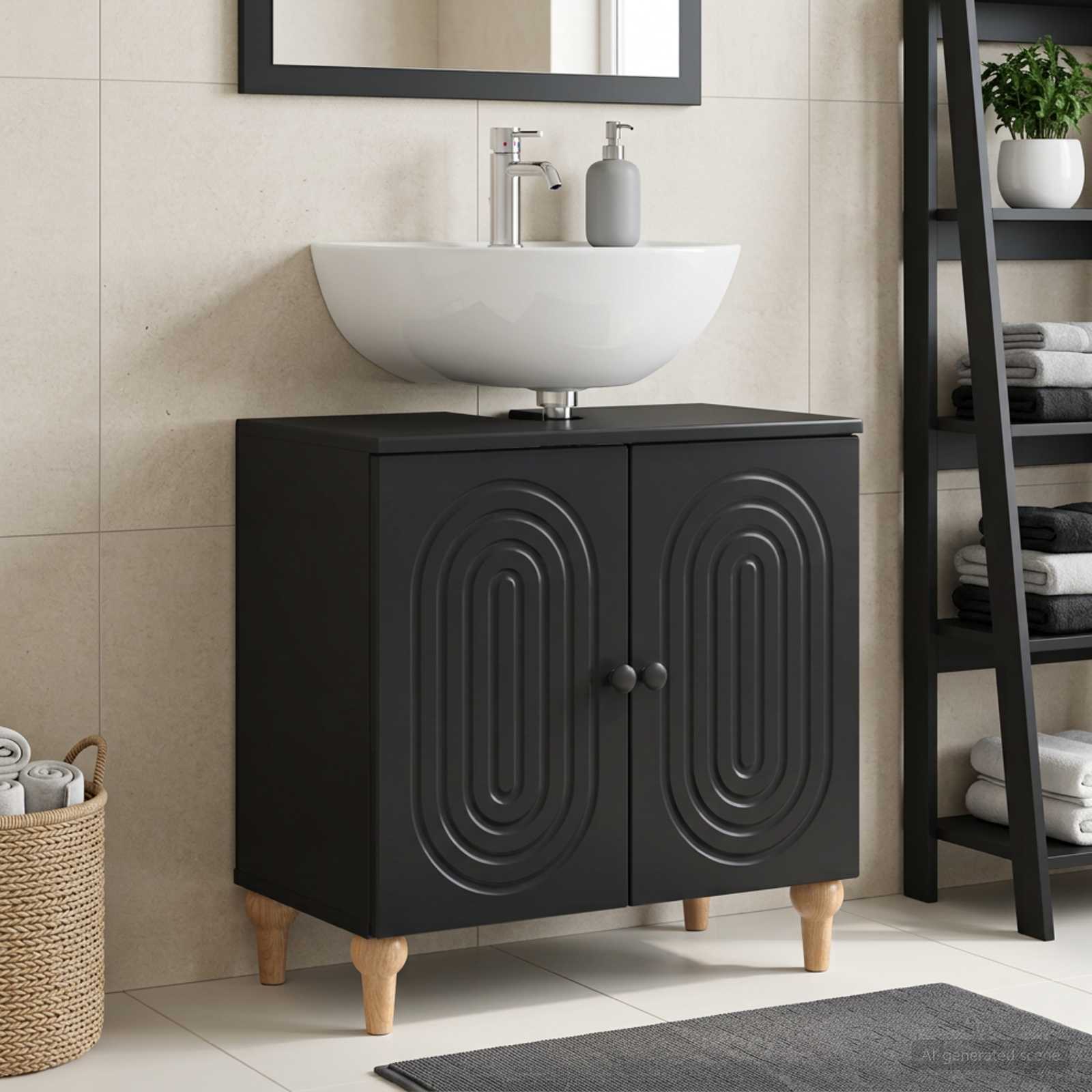 vidaXL Bathroom Sink Cabinet ALKMAAR Black 59.5 x 31.5x 59 cm 1