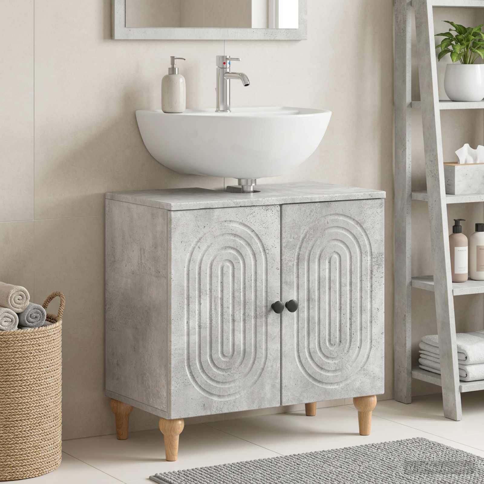 vidaXL Bathroom Sink Cabinet ALKMAAR Concrete Grey 59.5 x 31.5x 59 cm 1