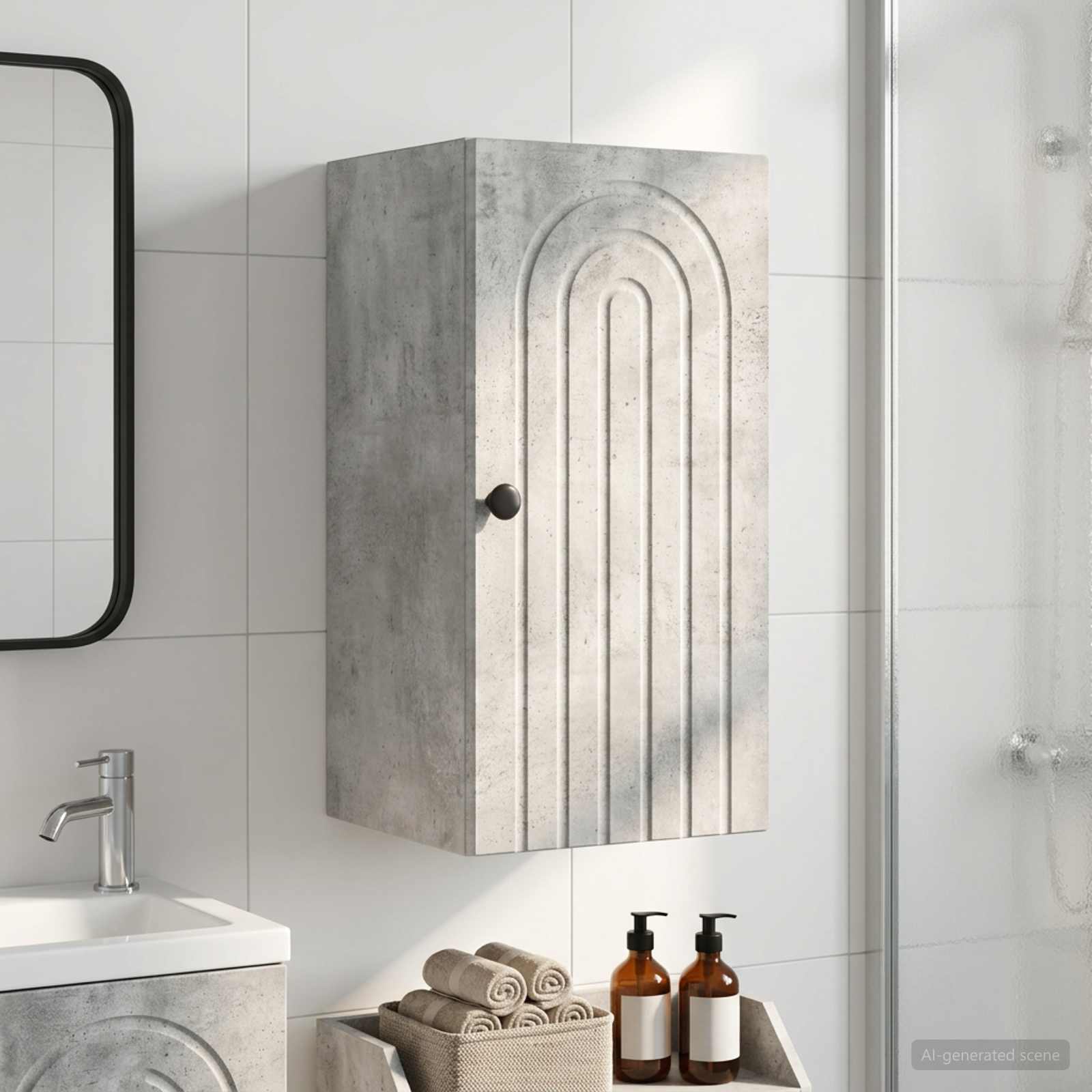 vidaXL Bathroom Wall Cabinet ALKMAAR Concrete Grey 30 x 31 x 59 cm 1