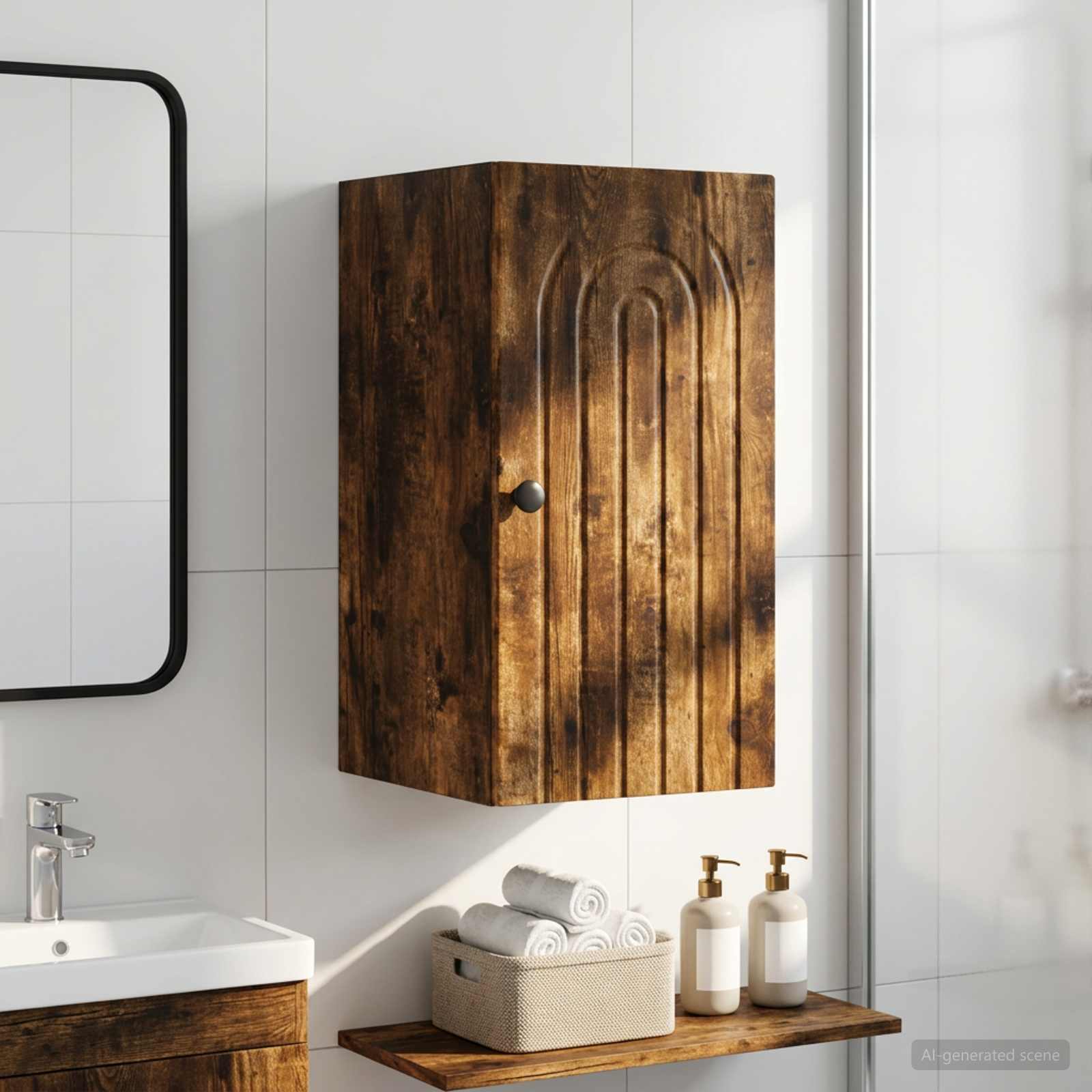 vidaXL Bathroom Wall Cabinet ALKMAAR Smoked Oak 30 x 31 x 59 cm 1