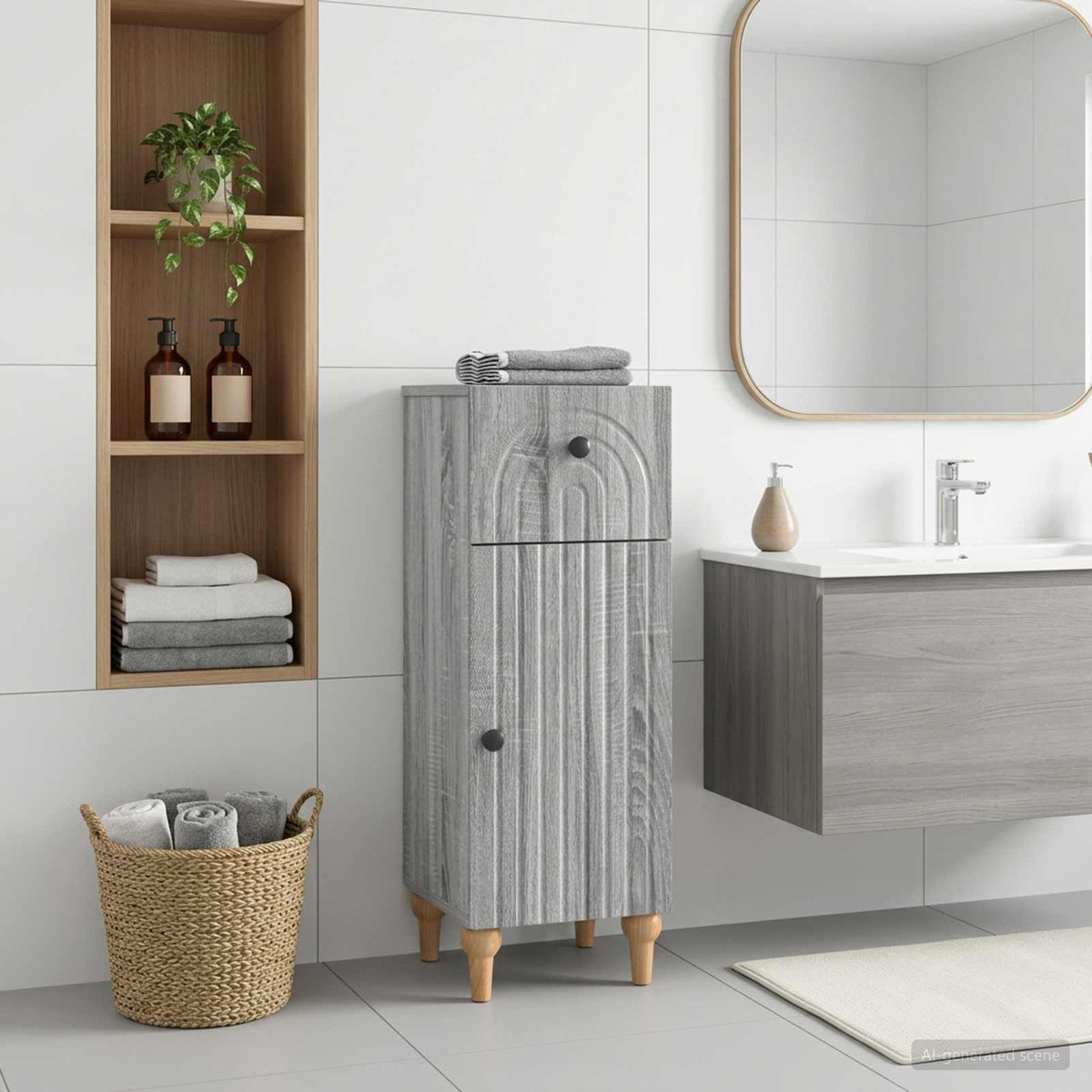 Bathroom Storage Cainet ALKMAAR 30 x 31 x 80 cm Grey sonoma