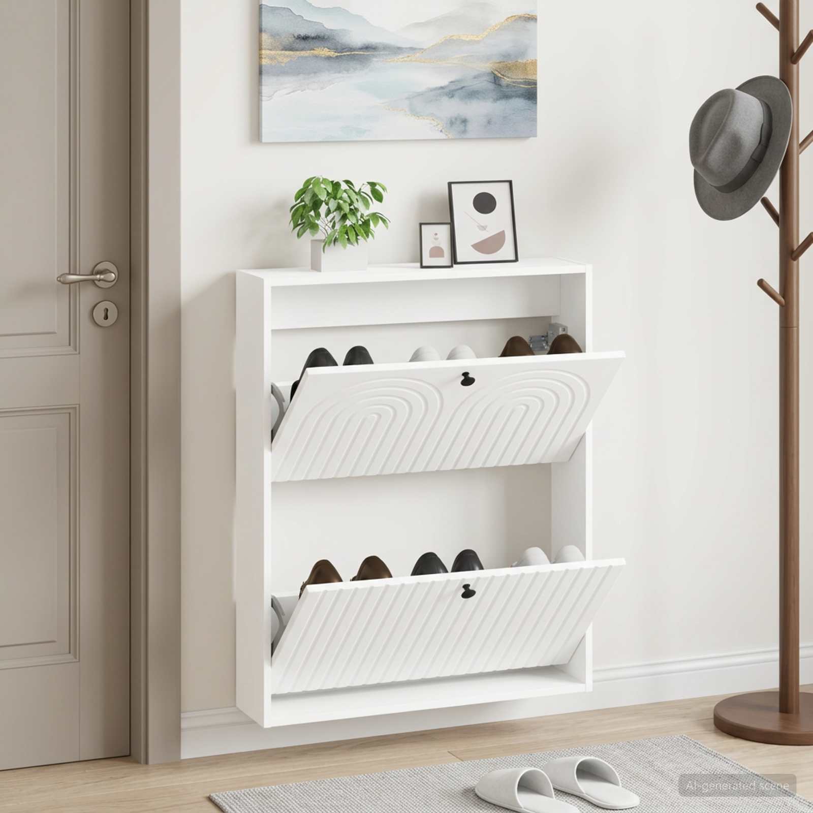 vidaXL Wall-Mounted Shoe Cabinet ALKMAAR 71 x 17 x 86 cm White 1