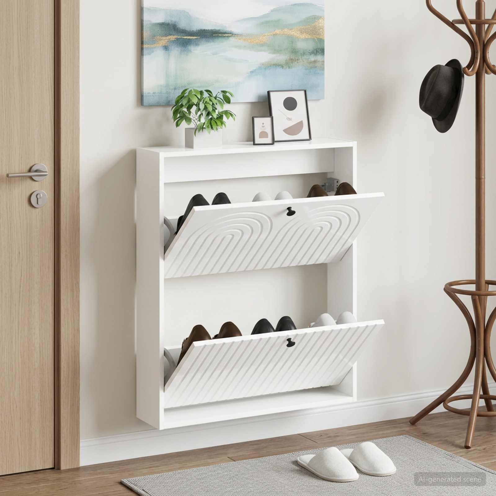 vidaXL Wall-Mounted Shoe Cabinet ALKMAAR 71 x 17 x 86 cm 1