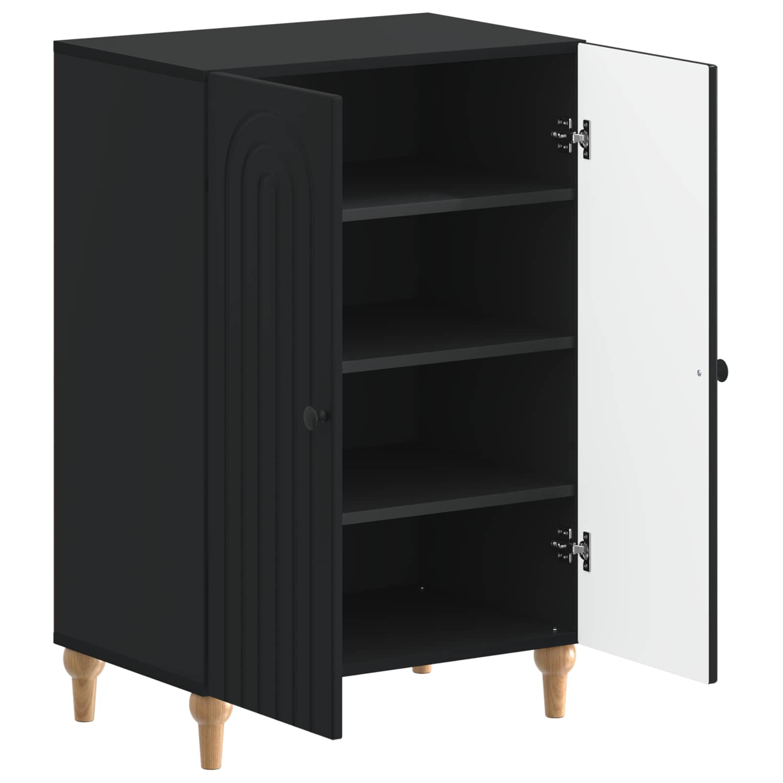 vidaXL Shoe Cabinet ALKMAAR 59.5 x 39.5 x 90 cm Engineered Wood Black 3
