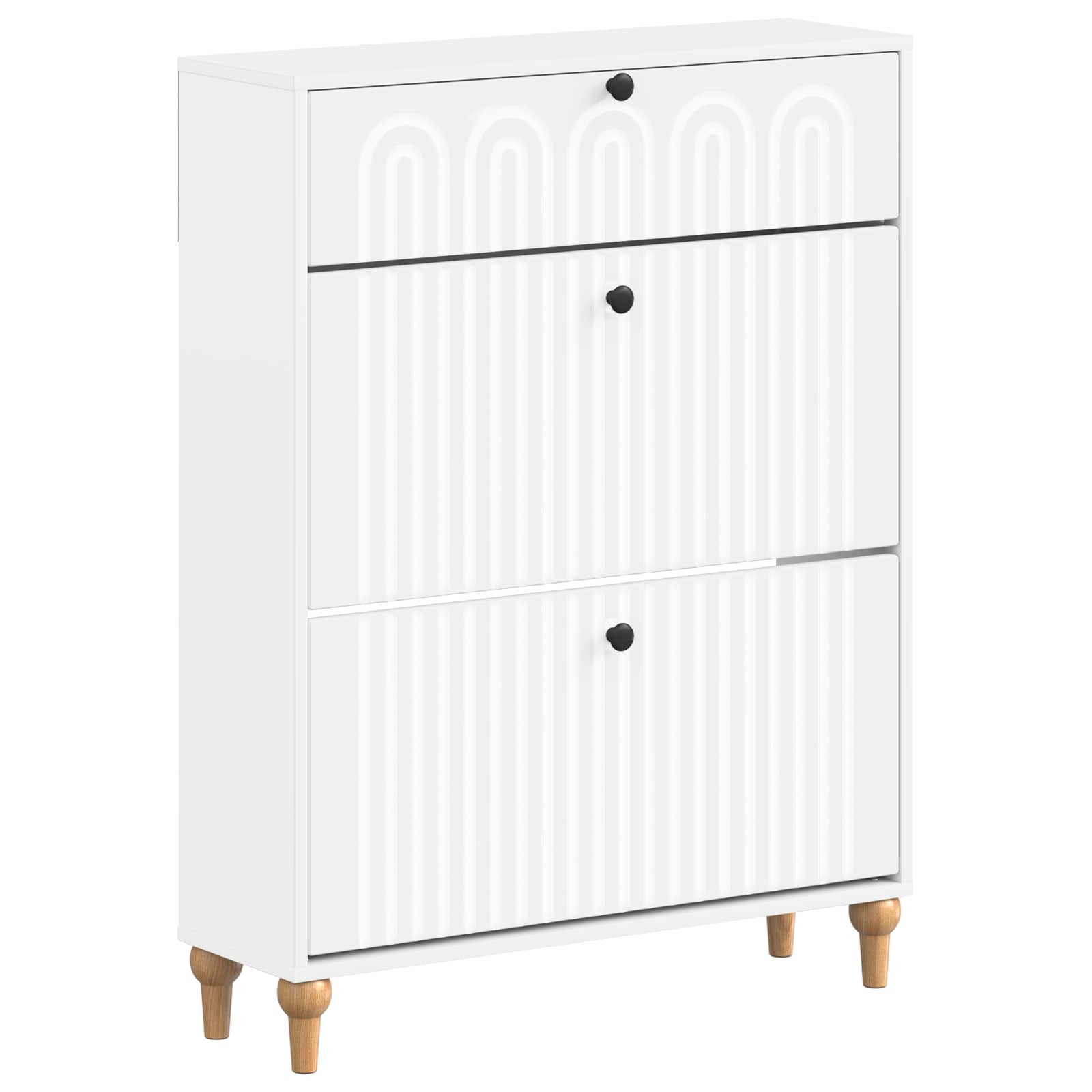 vidaXL Shoe Cabinet ALKMAAR 78 x 24 x 103 cm Engineered Wood White 2