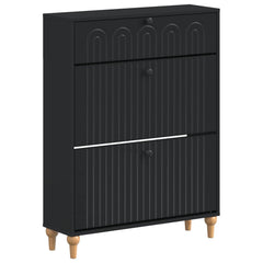 vidaXL Shoe Cabinet ALKMAAR 78 x 24 x 103 cm Engineered Wood Black 2