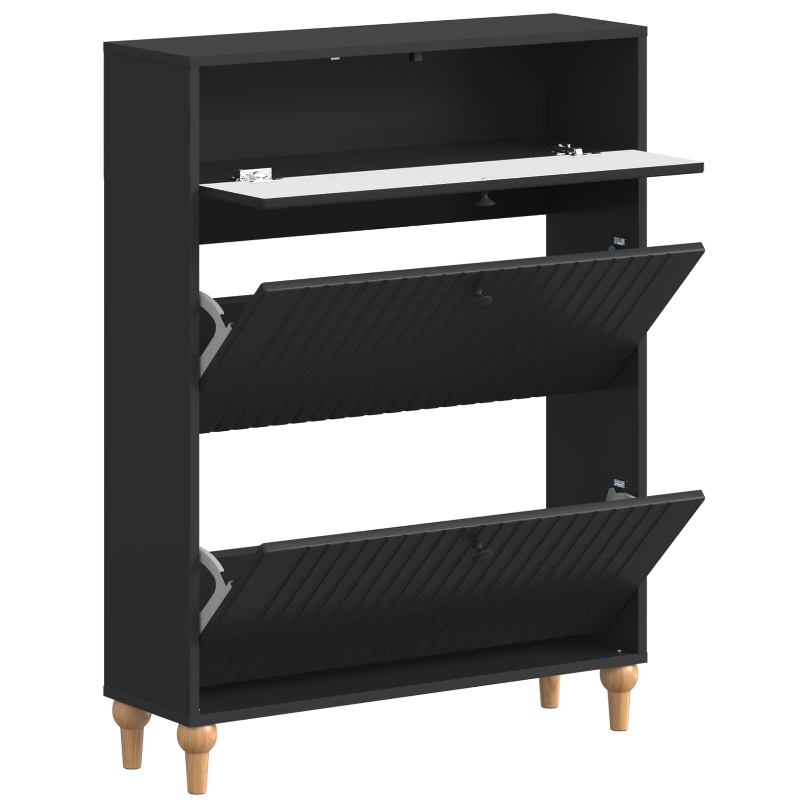 vidaXL Shoe Cabinet ALKMAAR 78 x 24 x 103 cm Engineered Wood Black 3