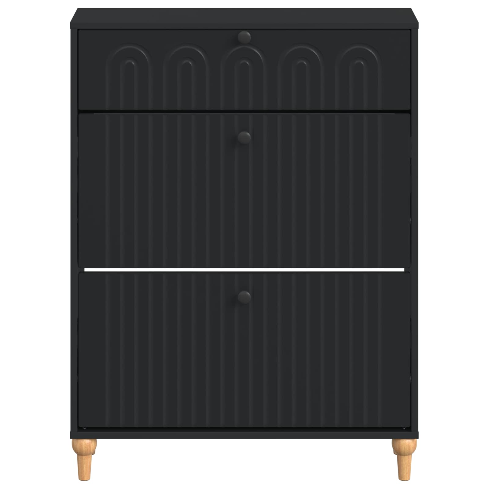 vidaXL Shoe Cabinet ALKMAAR 78 x 24 x 103 cm Engineered Wood Black 4