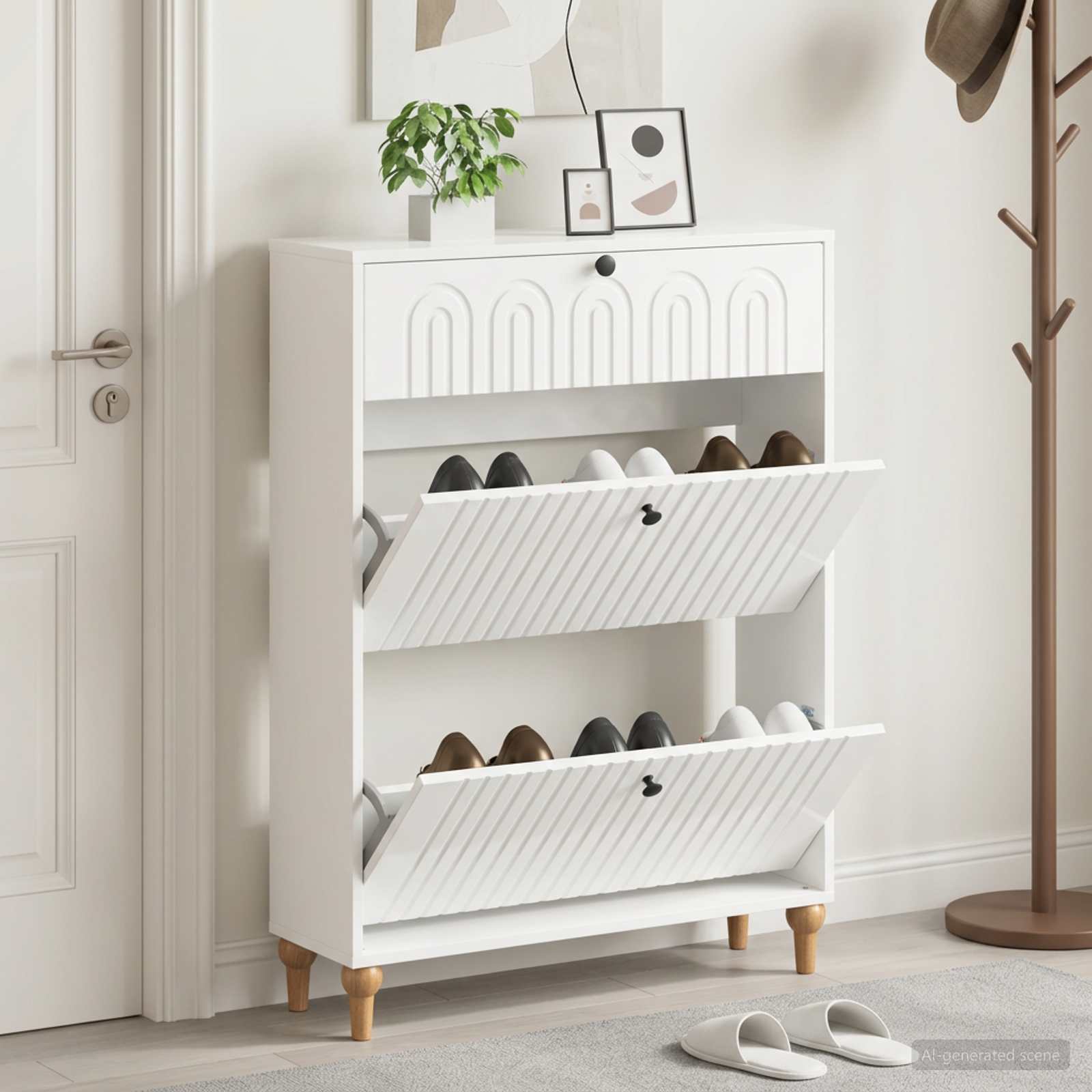 vidaXL Shoe Cabinet ALKMAAR 78 x 24 x 103 cm Engineered Wood 1