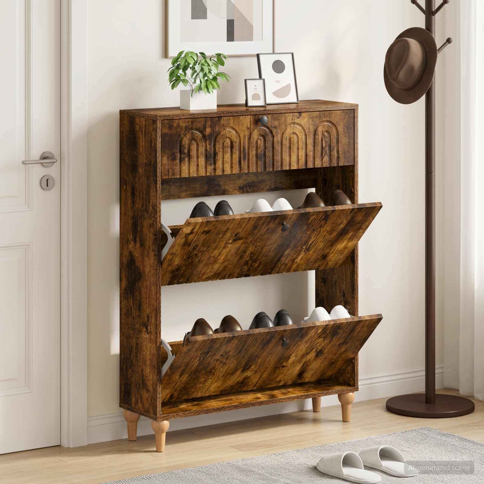 vidaXL Shoe Cabinet ALKMAAR 78 x 24 x 103 cm Engineered Wood 1