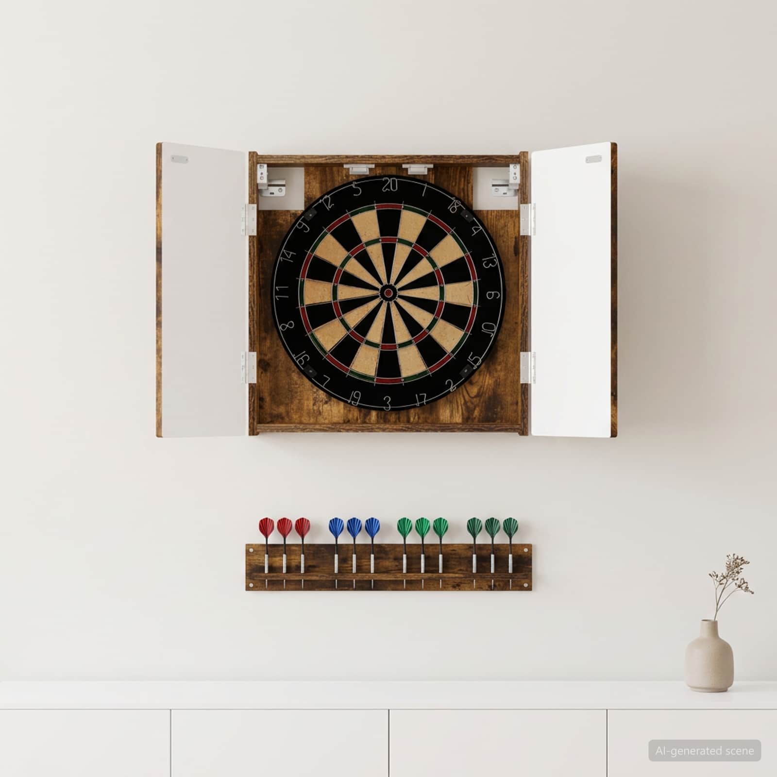vidaXL Dartboard Cabinet DELFT Smoked Oak 52.5 x 10.5 x 53.5 cm 1