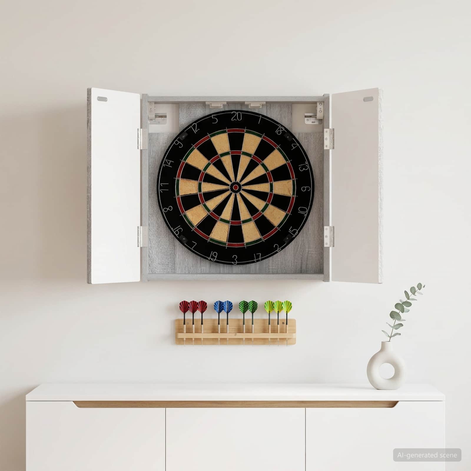 vidaXL Dartboard Cabinet ARNHEM Grey Sonoma 52.5 x 10.5 x 53.5 cm 1
