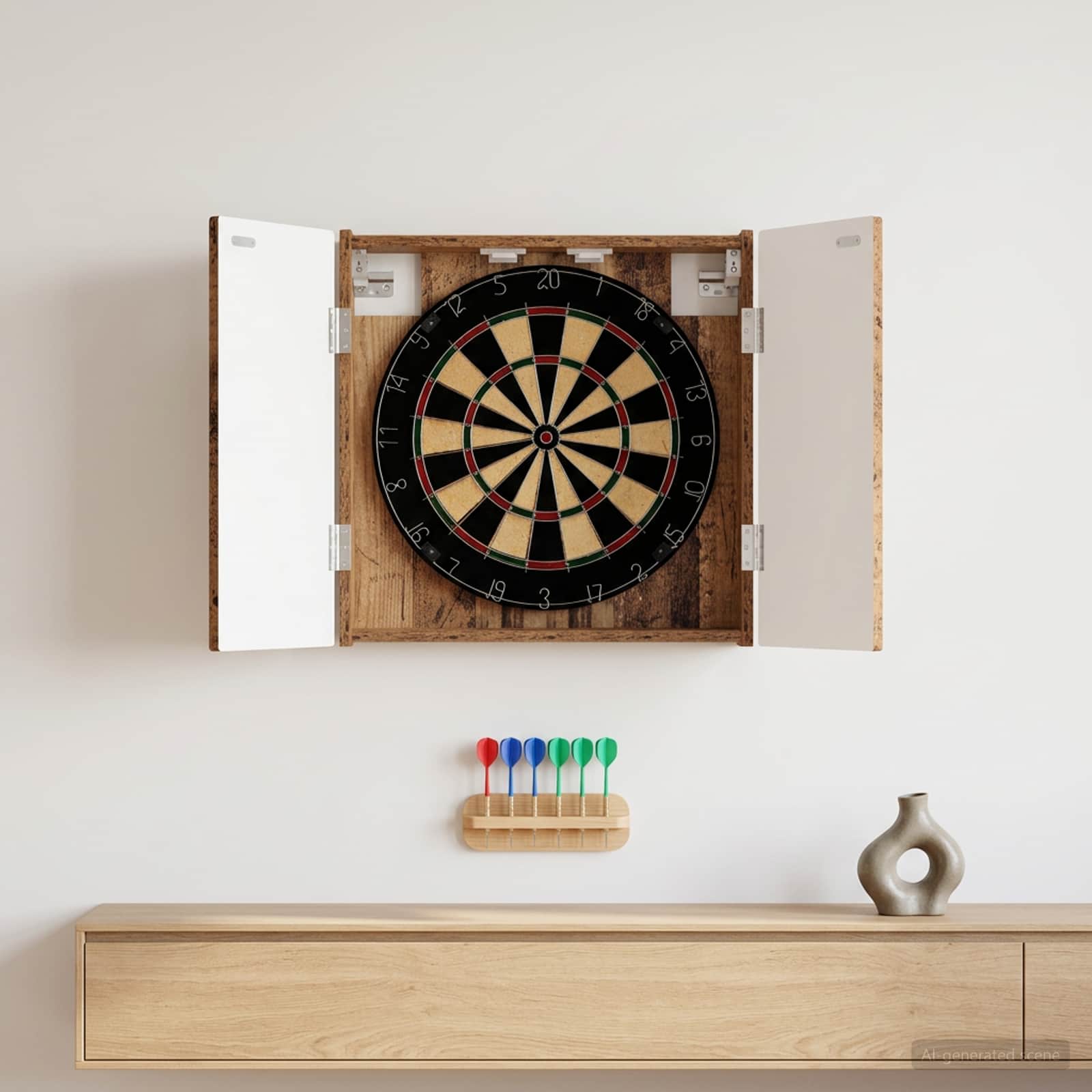 vidaXL Dartboard Cabinet DELFT Old Wood 52.5 x 10.5 x 53.5 cm 1