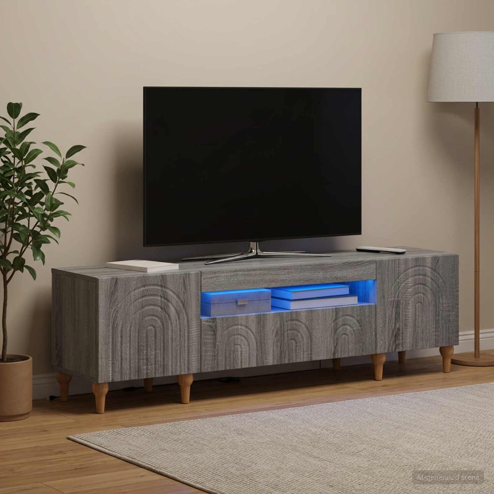 LED TV Cabinet ALKMAAR 153 x 35 x 43 cm Grey sonoma