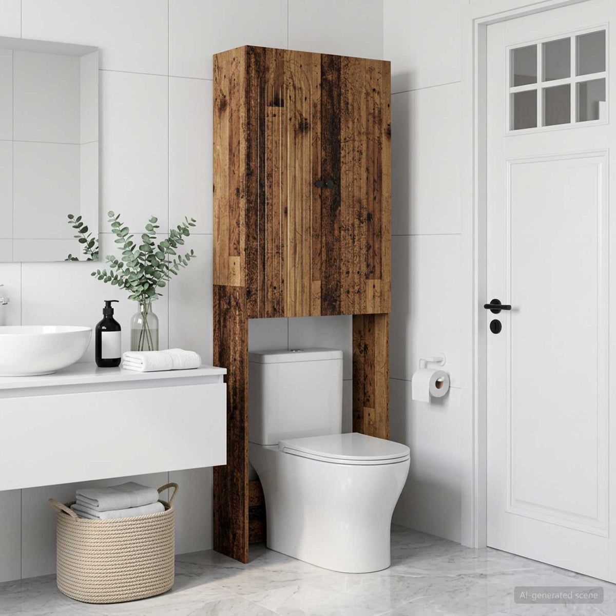Toilet Cabinet ALKMAAR 66 x 25.5 x 190 cm Old wood