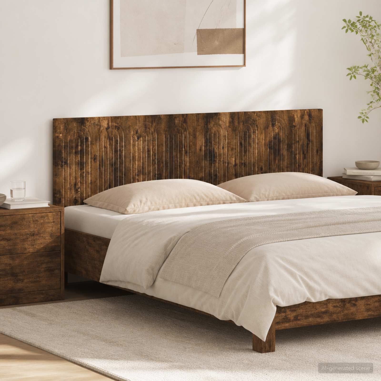 vidaXL Wall-Mounted Headboard ALKMAAR Smoked Oak Engineered Wood 1