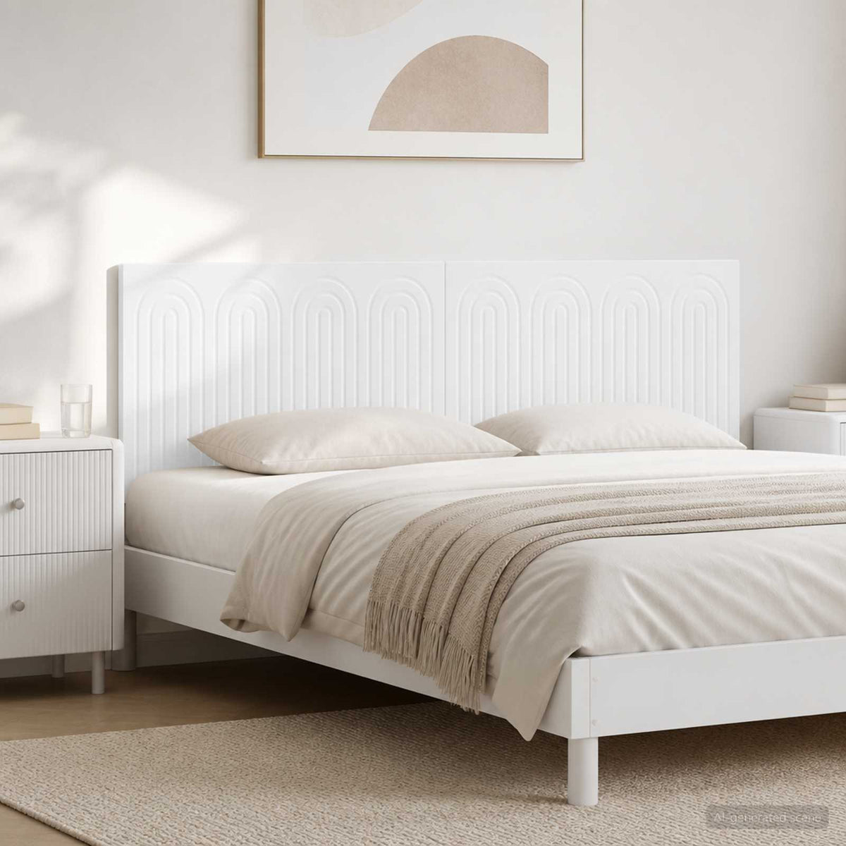 Wall-Mounted Headboard ALKMAAR Engineered Wood Width 160 cm White