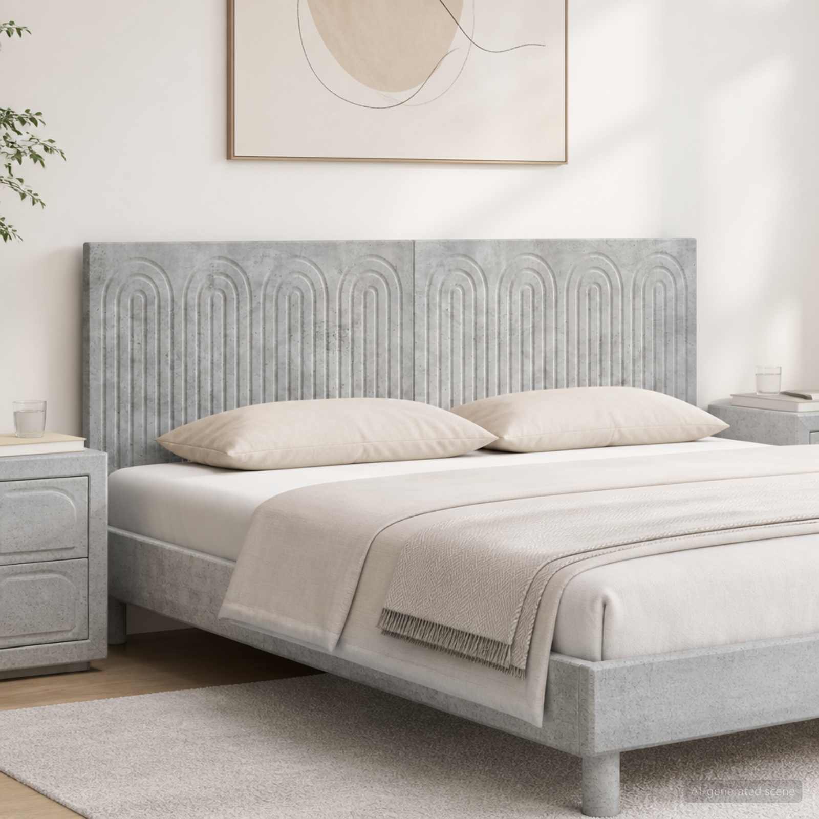 Wall-Mounted Headboard ALKMAAR Engineered Wood Width 160 cm Concrete grey