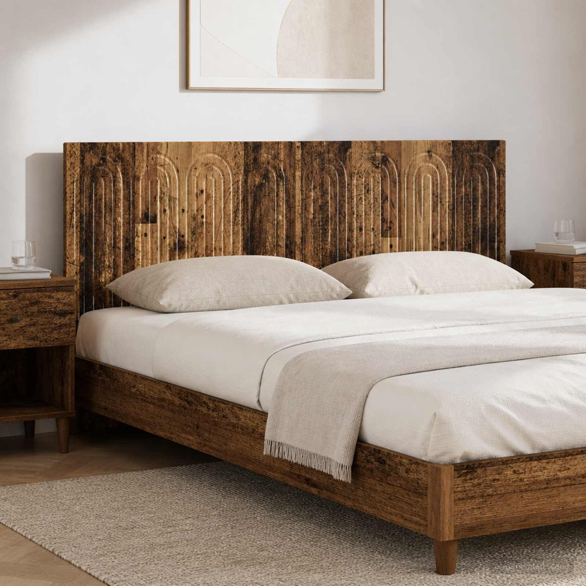Wall-Mounted Headboard ALKMAAR Engineered Wood Width 160 cm Old wood