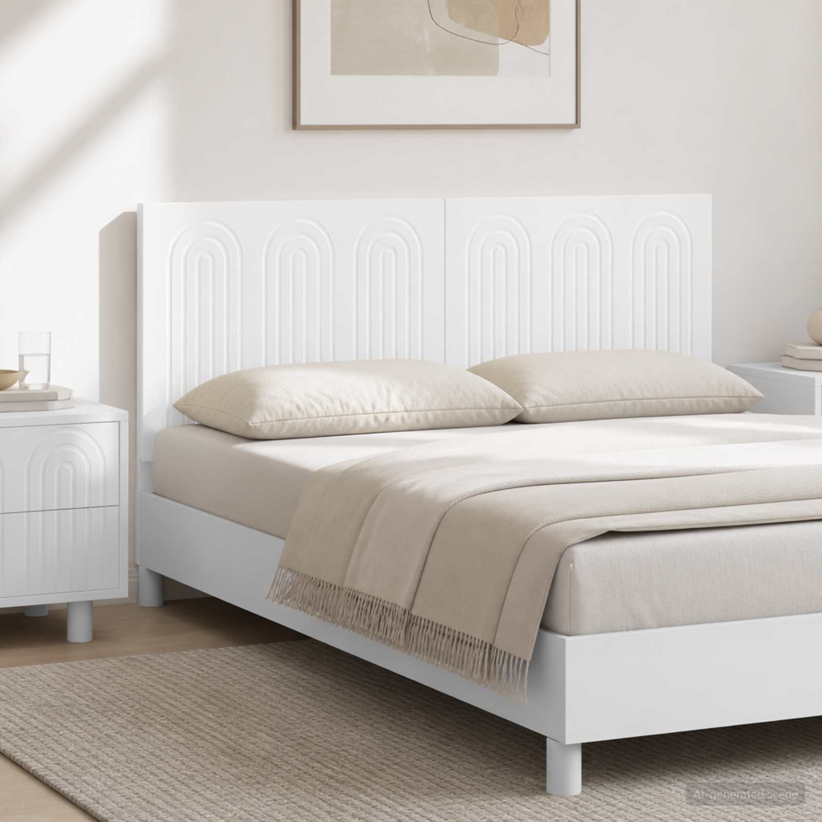vidaXL Wall-Mounted Headboard ALKMAAR High Gloss White Engineered Wood 1