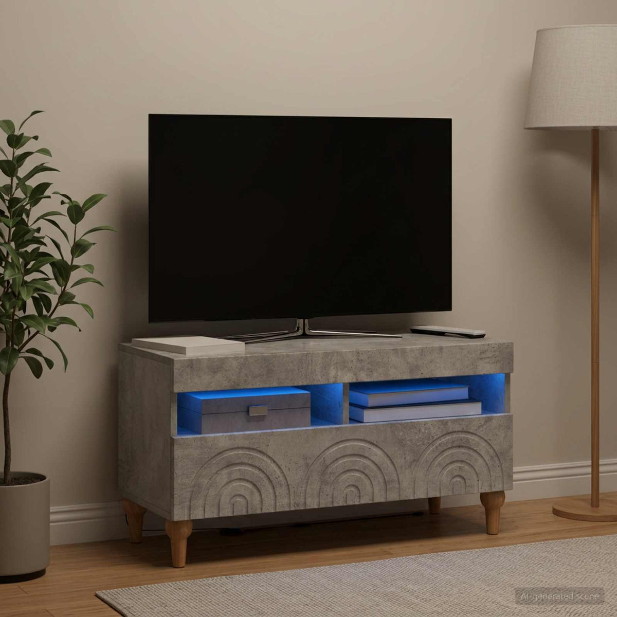 LED TV Cabinet ALKMAAR 81 x 35 x 43 cm Concrete grey