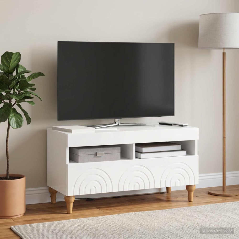 LED TV Cabinet ALKMAAR 81 x 35 x 43 cm High gloss white