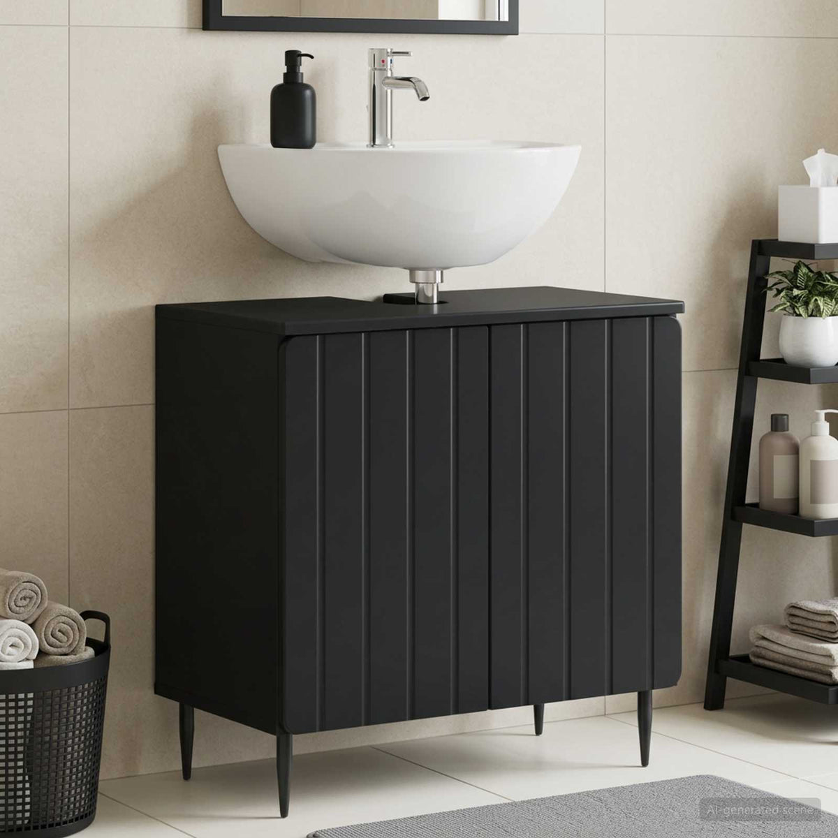 Bathroom Sink Cabinet ZWOLLE 59.5 x 31.5x 59 cm Black