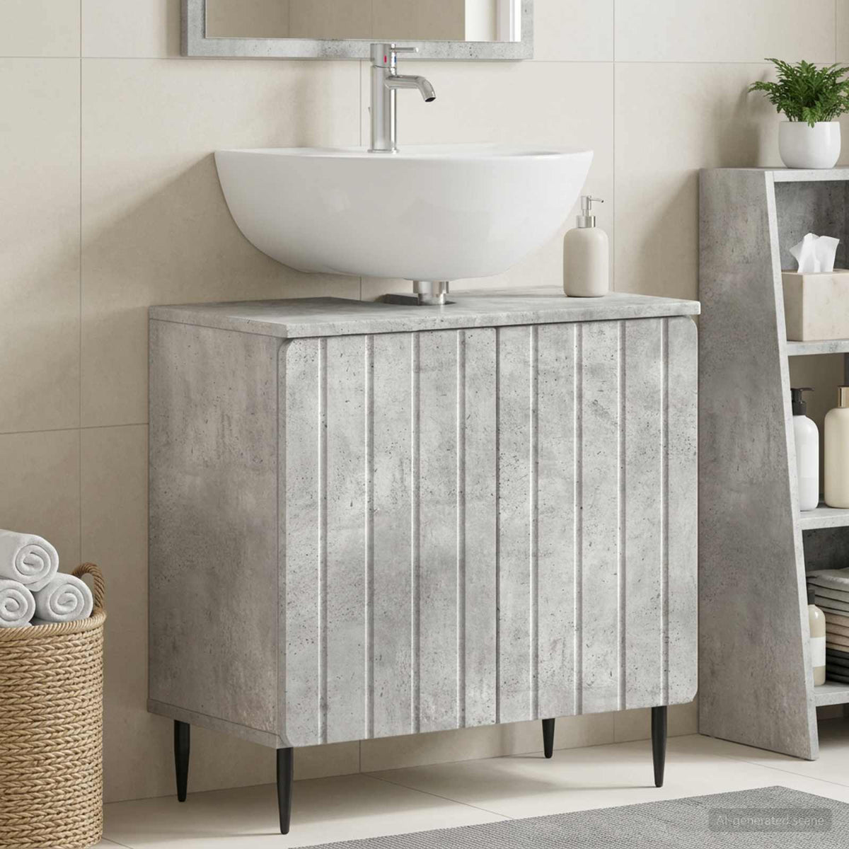 Bathroom Sink Cabinet ZWOLLE 59.5 x 31.5x 59 cm Concrete grey
