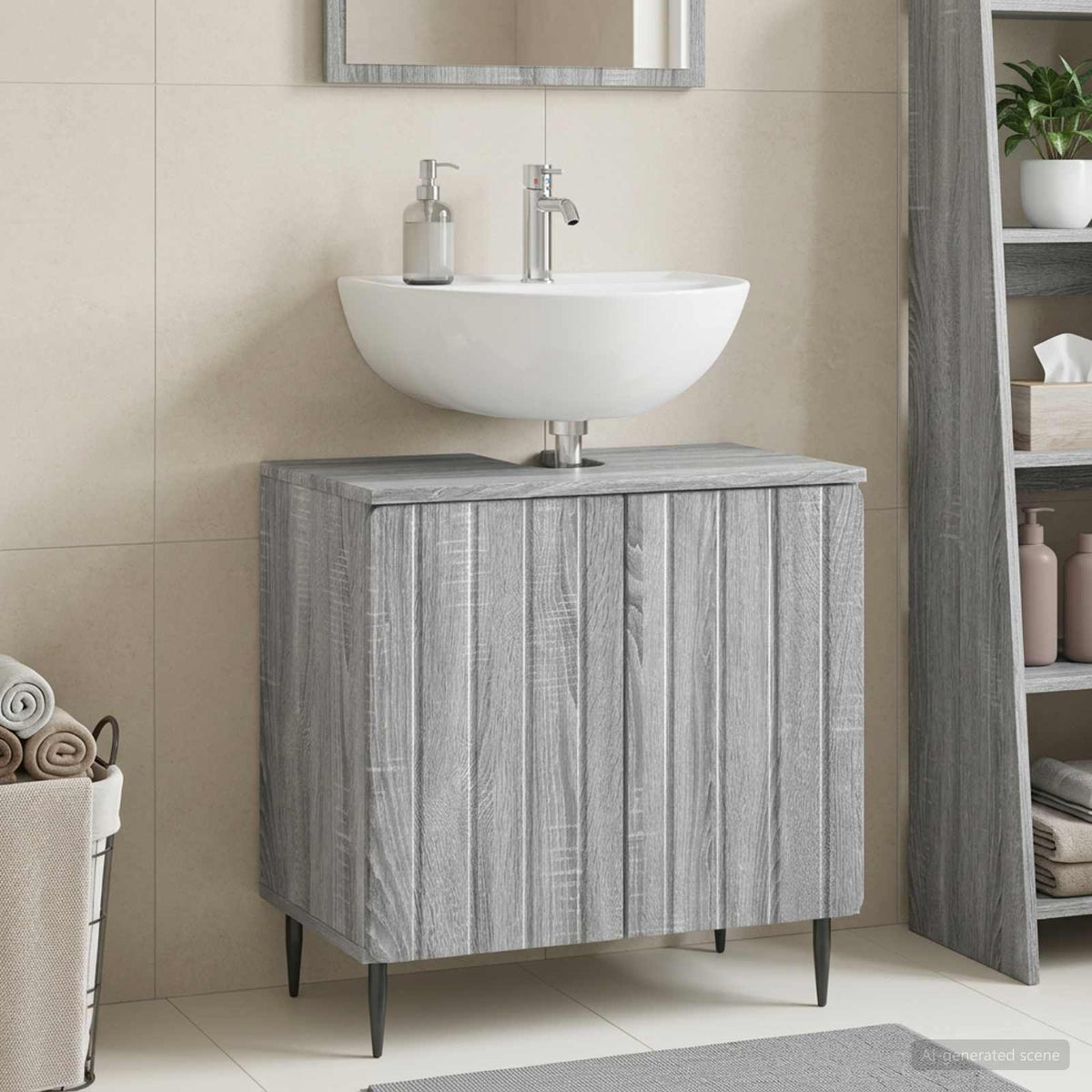 Bathroom Sink Cabinet ZWOLLE 59.5 x 31.5x 59 cm Grey sonoma
