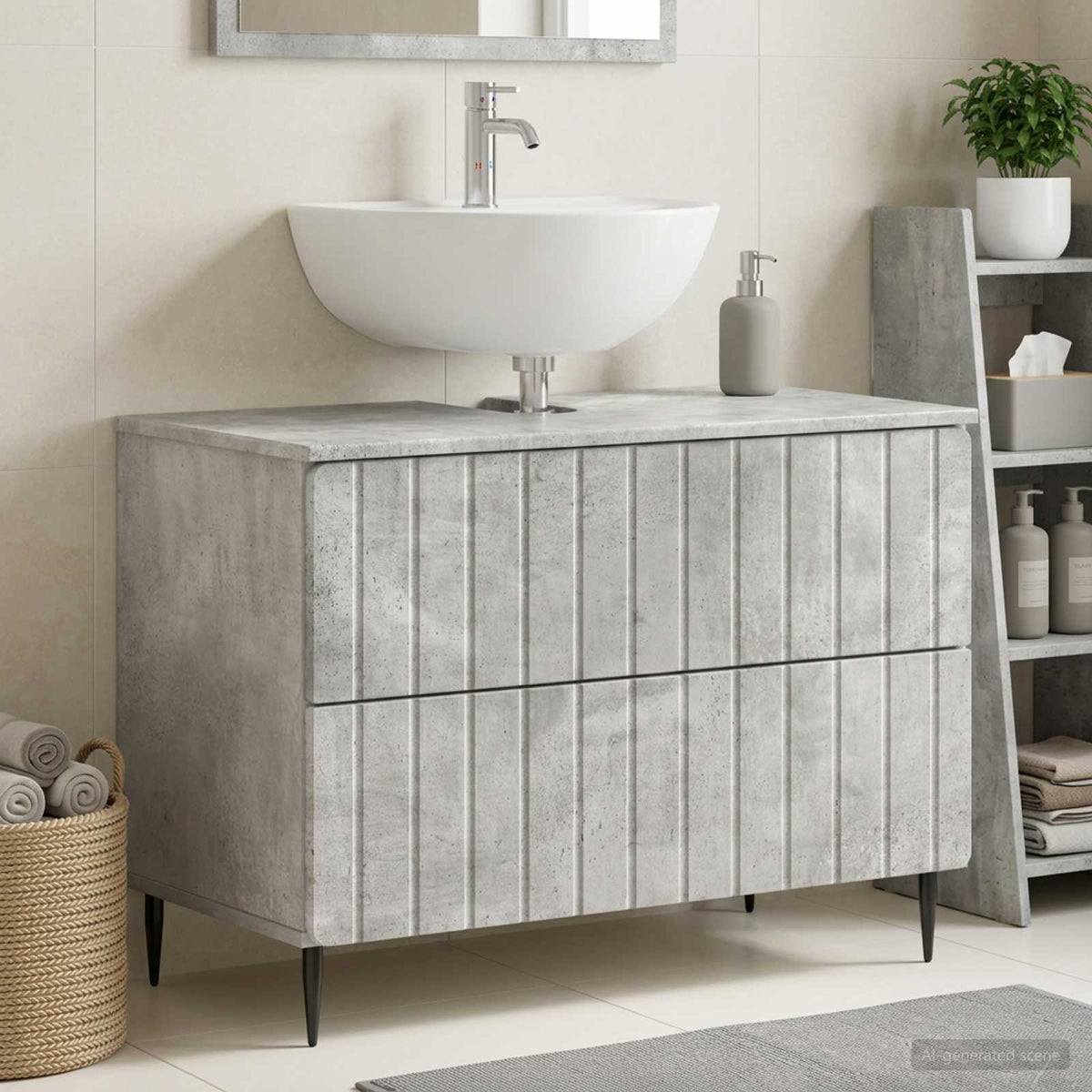Bathroom Sink Cabinet ZWOLLE 82 x 41x 58.5 cm Concrete grey
