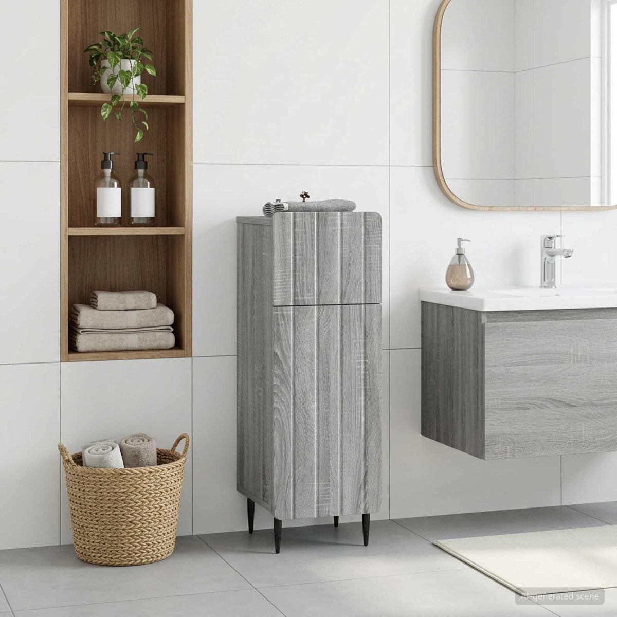 Bathroom Storage Cainet ZWOLLE 30 x 31 x 79.5 cm Grey sonoma