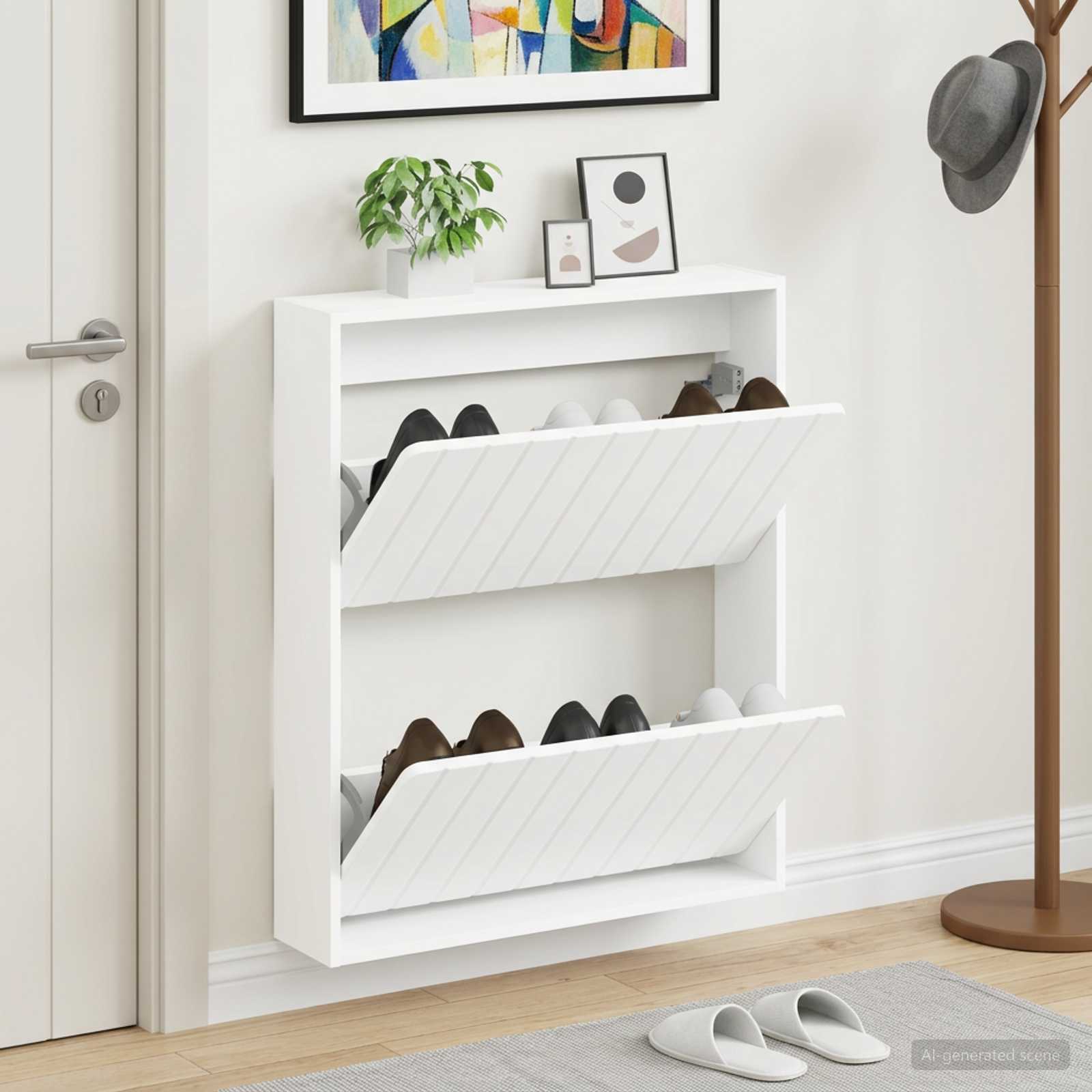 vidaXL Wall-Mounted Shoe Cabinet ZWOLLE 71 x 17 x 86 cm White 1