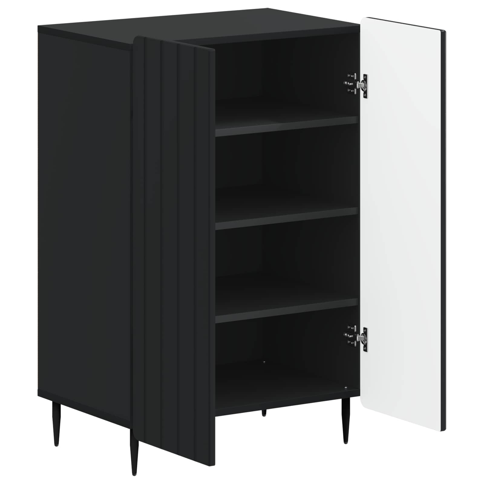 vidaXL Shoe Cabinet ZWOLLE 59.5 x 39.5 x 91.5 cm Engineered Wood Black 3