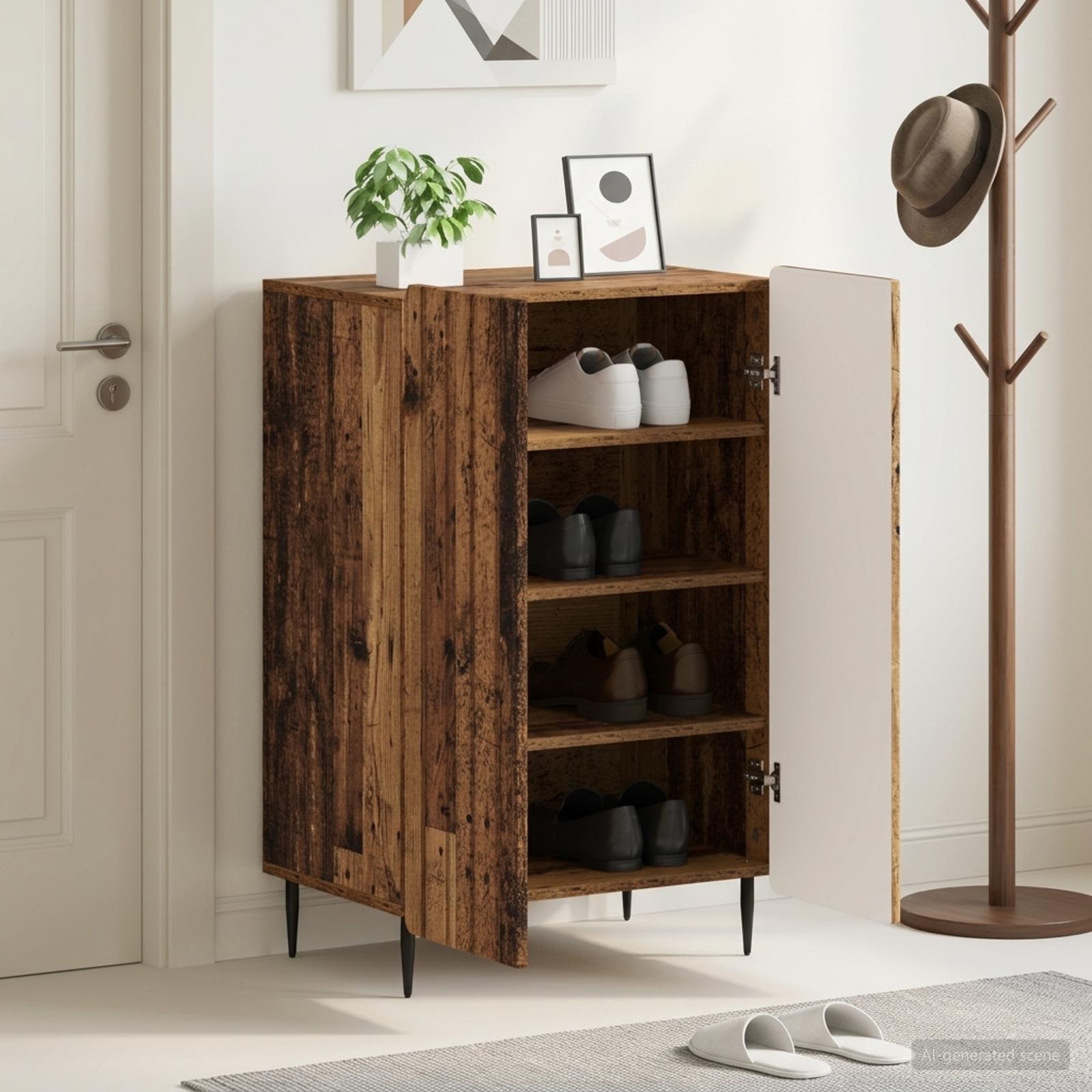 vidaXL Shoe Cabinet ZWOLLE 59.5 x 39.5 x 91.5 cm Engineered Wood 1