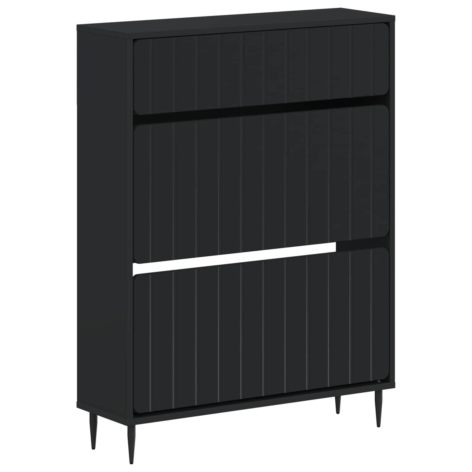 vidaXL Shoe Cabinet ZWOLLE 78 x 24 x 103 cm Engineered Wood Black 2