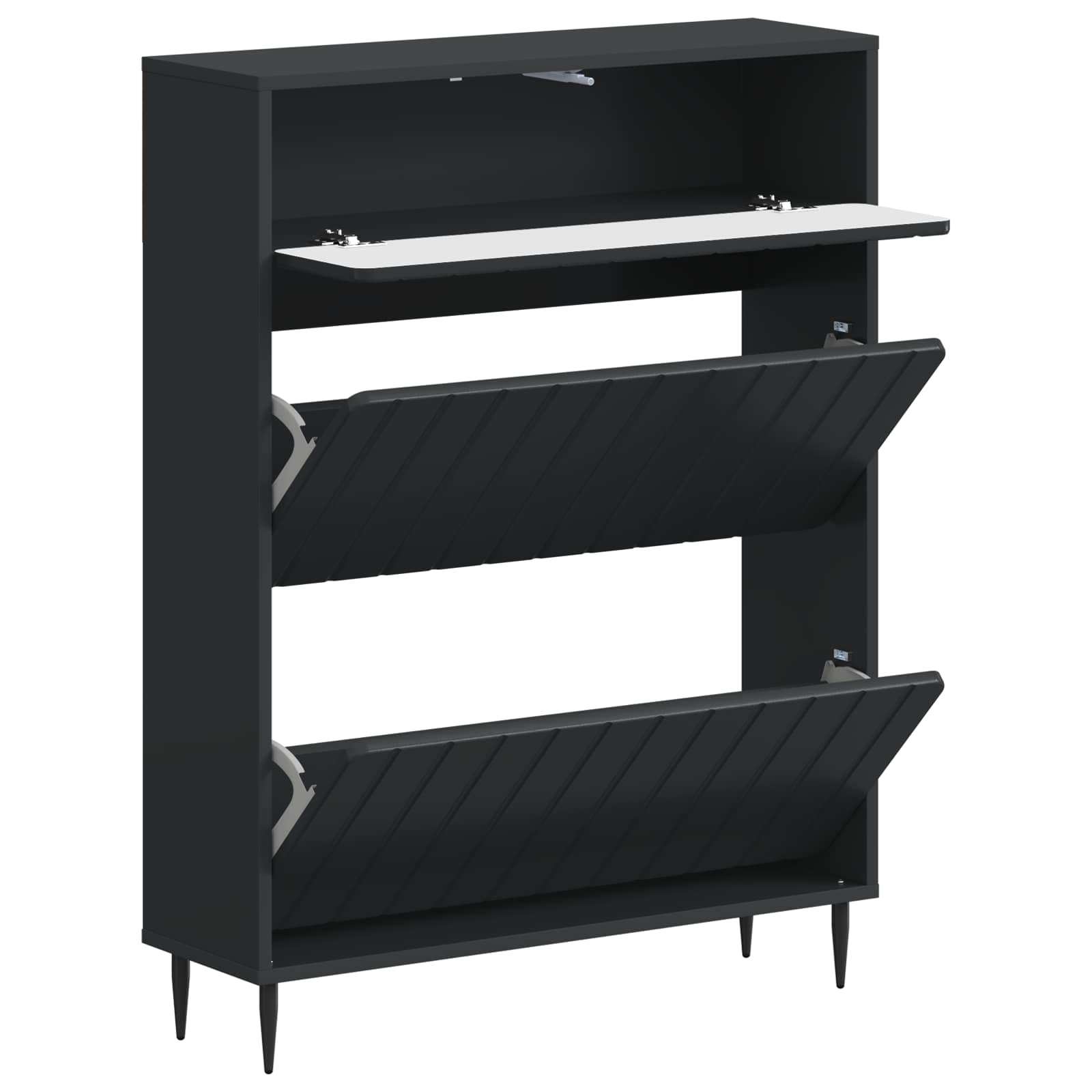 vidaXL Shoe Cabinet ZWOLLE 78 x 24 x 103 cm Engineered Wood Black 3